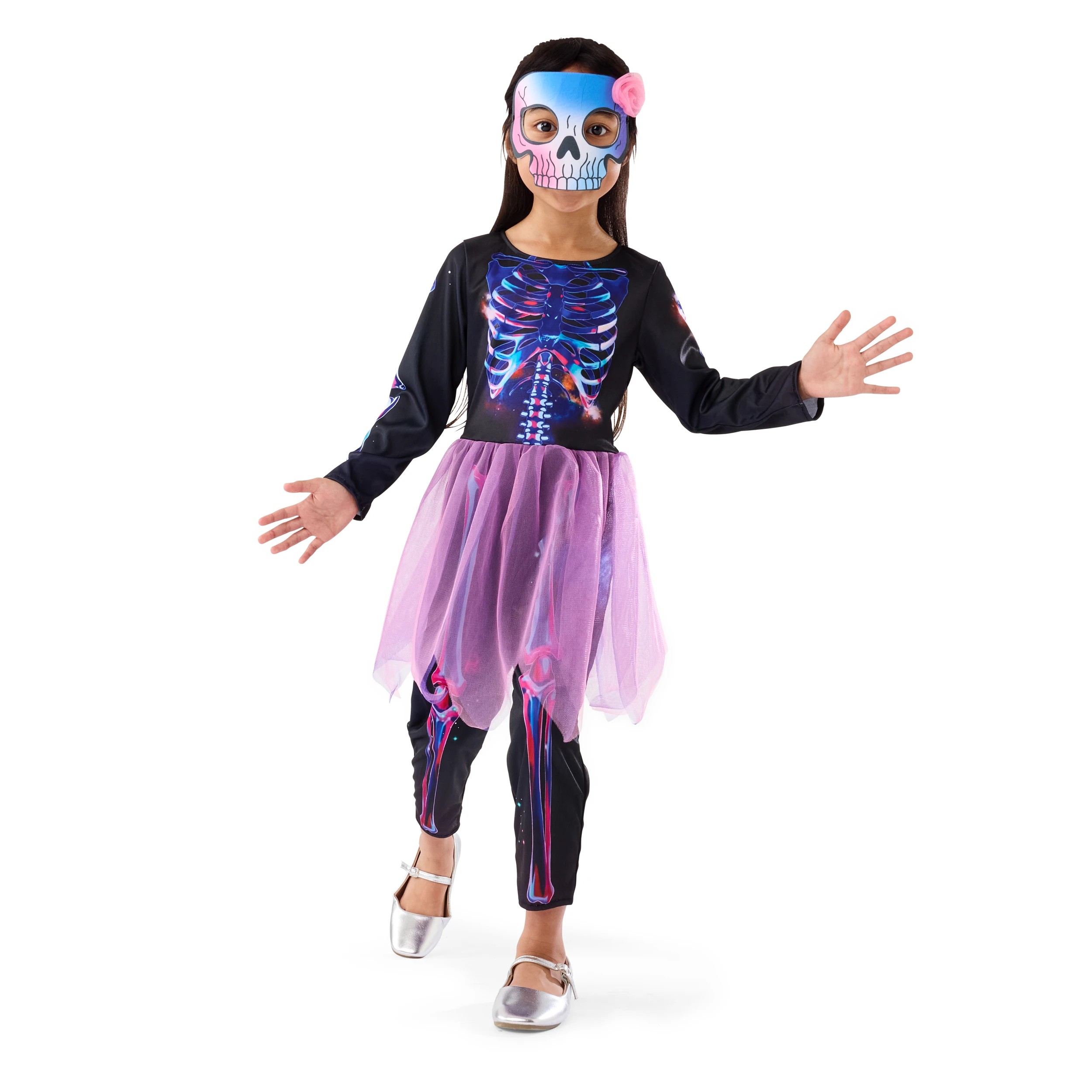 1 2 Piece Skeleton Costume - Ages 4-6, 1 of 8