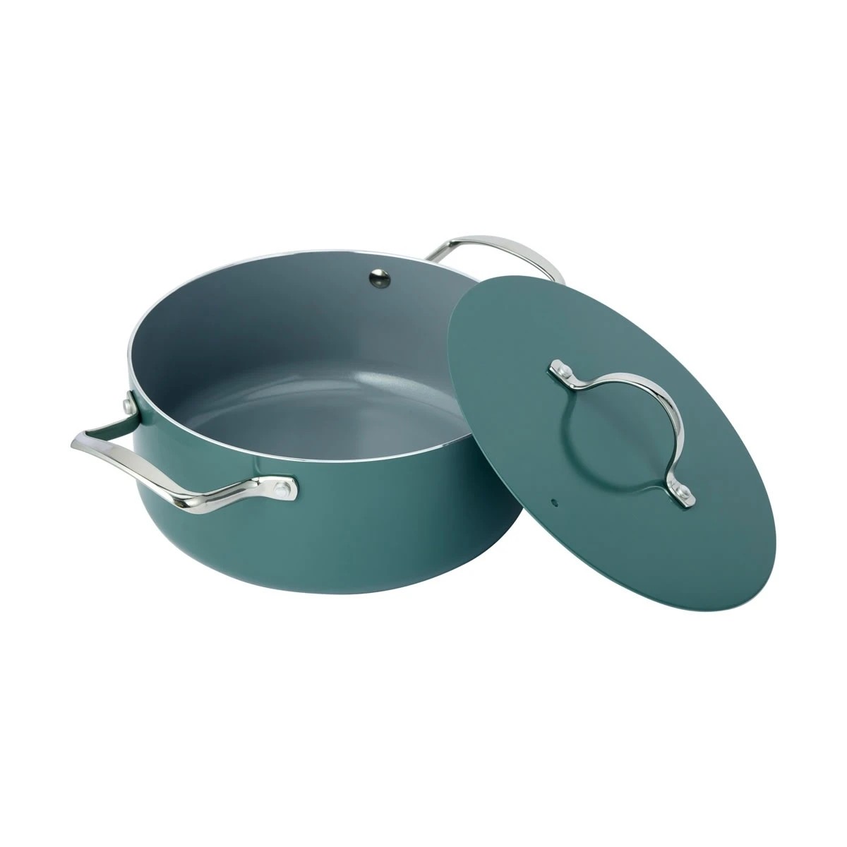 2 24cm Green Ceramic Non-Stick Casserole, 2 of 7