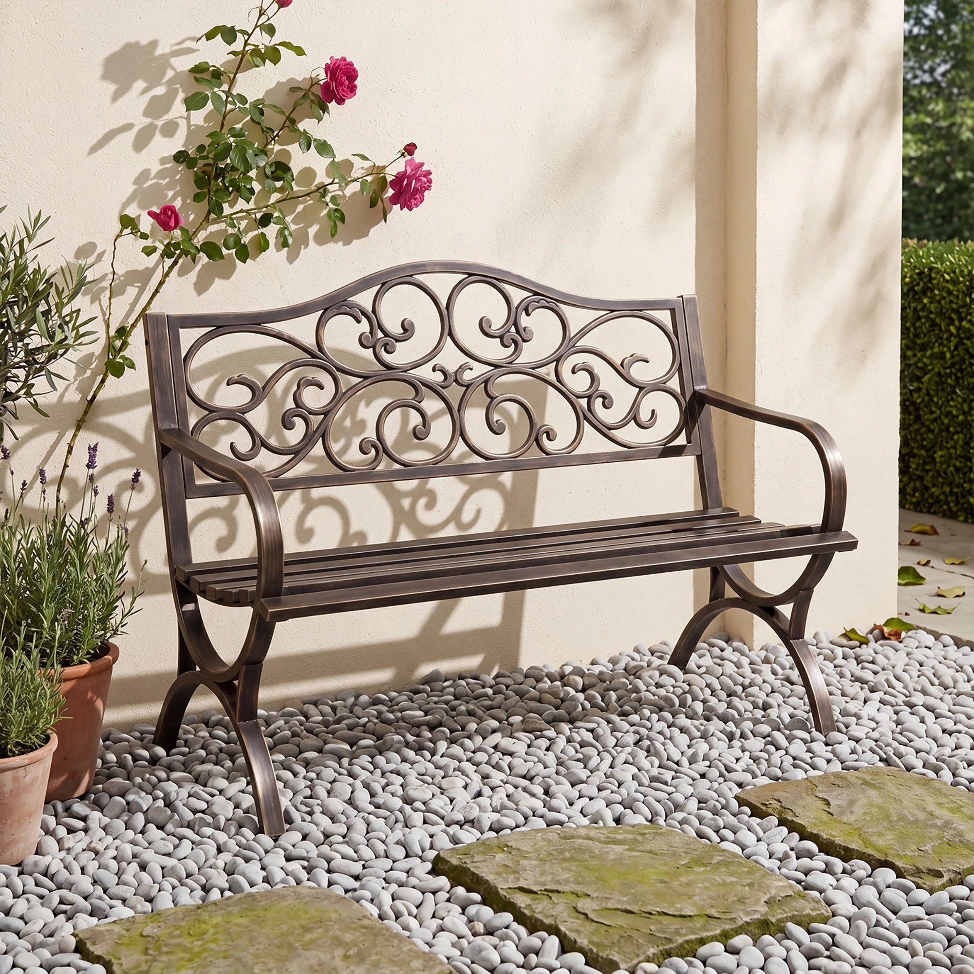 7 Levede Garden Bench Seat Outdoor Patio Park Lounge Backyard Chair Bronze 3 Seat, 7 of 8