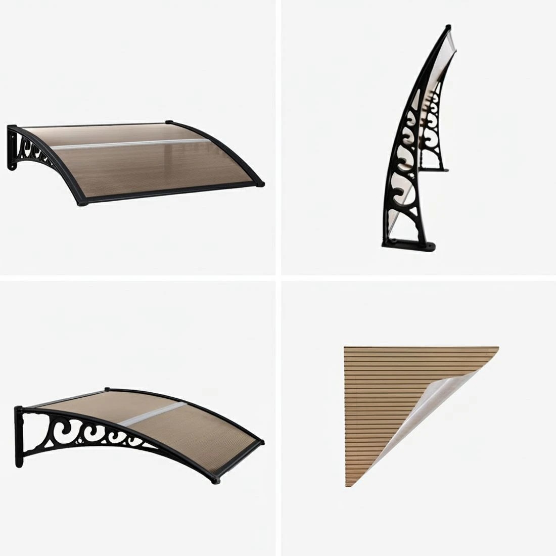 9 Instahut Window Door Awning 0.8mx1m - Brown, 9 of 9