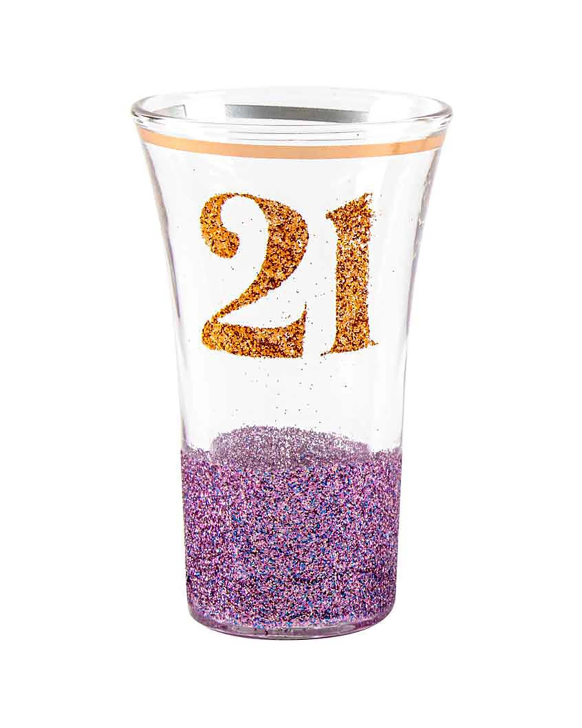 1 LMD 21st Glitterati Shot Glass Drinking Cup 9cm - Purple, 1 of 1