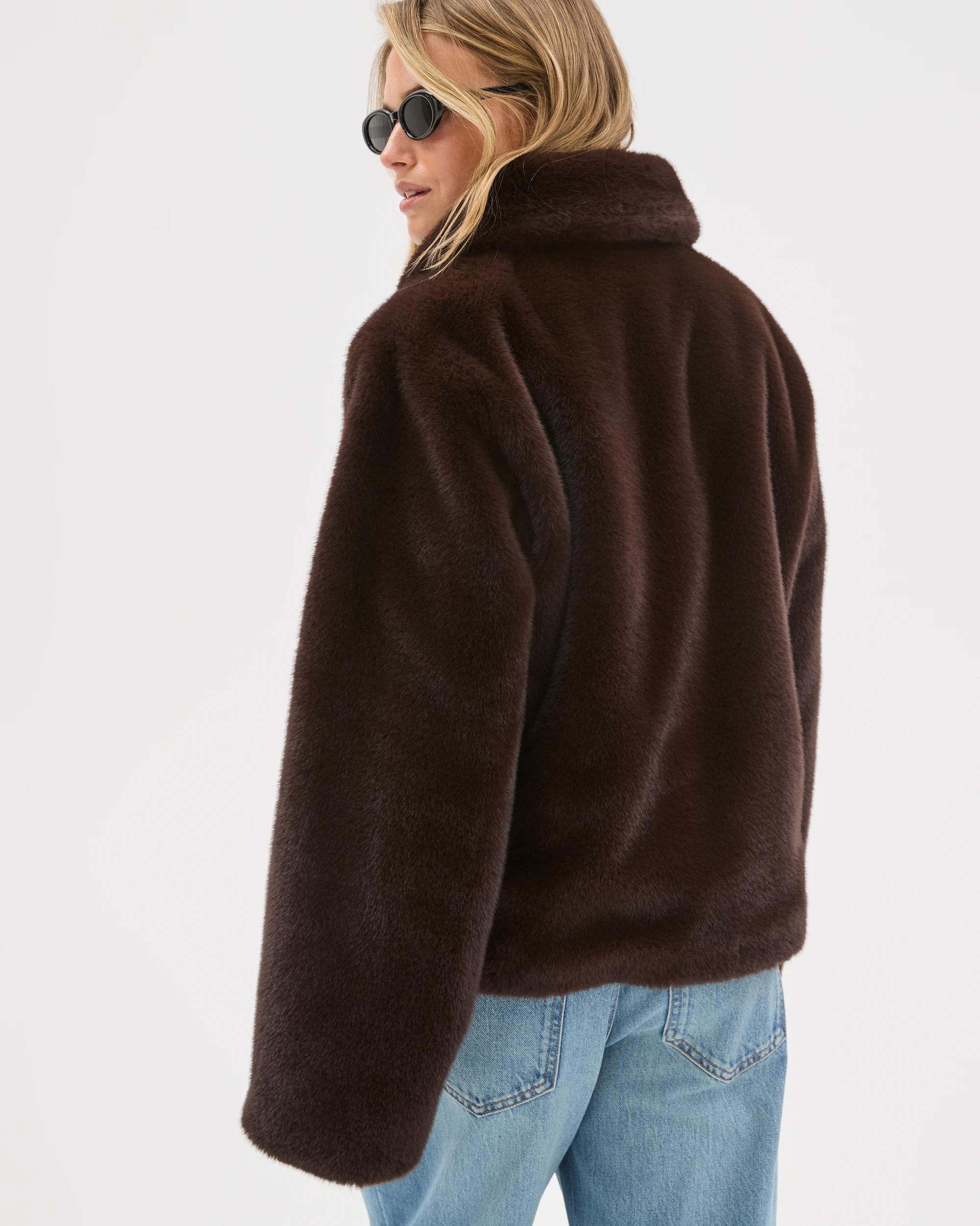 5 Lily Loves Faux Fur Coat CHOCOLATE, 5 of 8