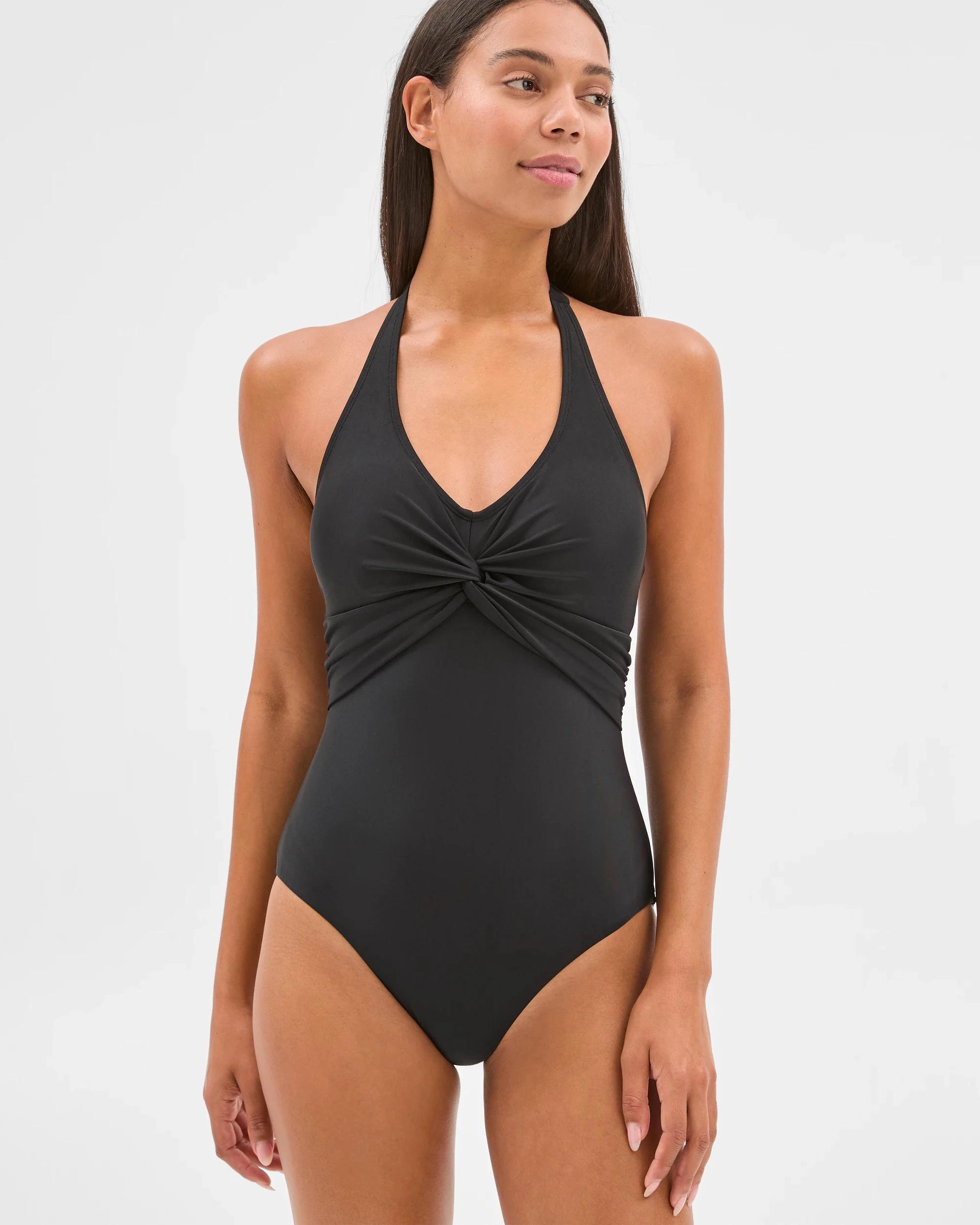 2 Target Woman Shape Your Body Resort Twist Front Smooth One Piece Swim Suit BLACK, 2 of 5
