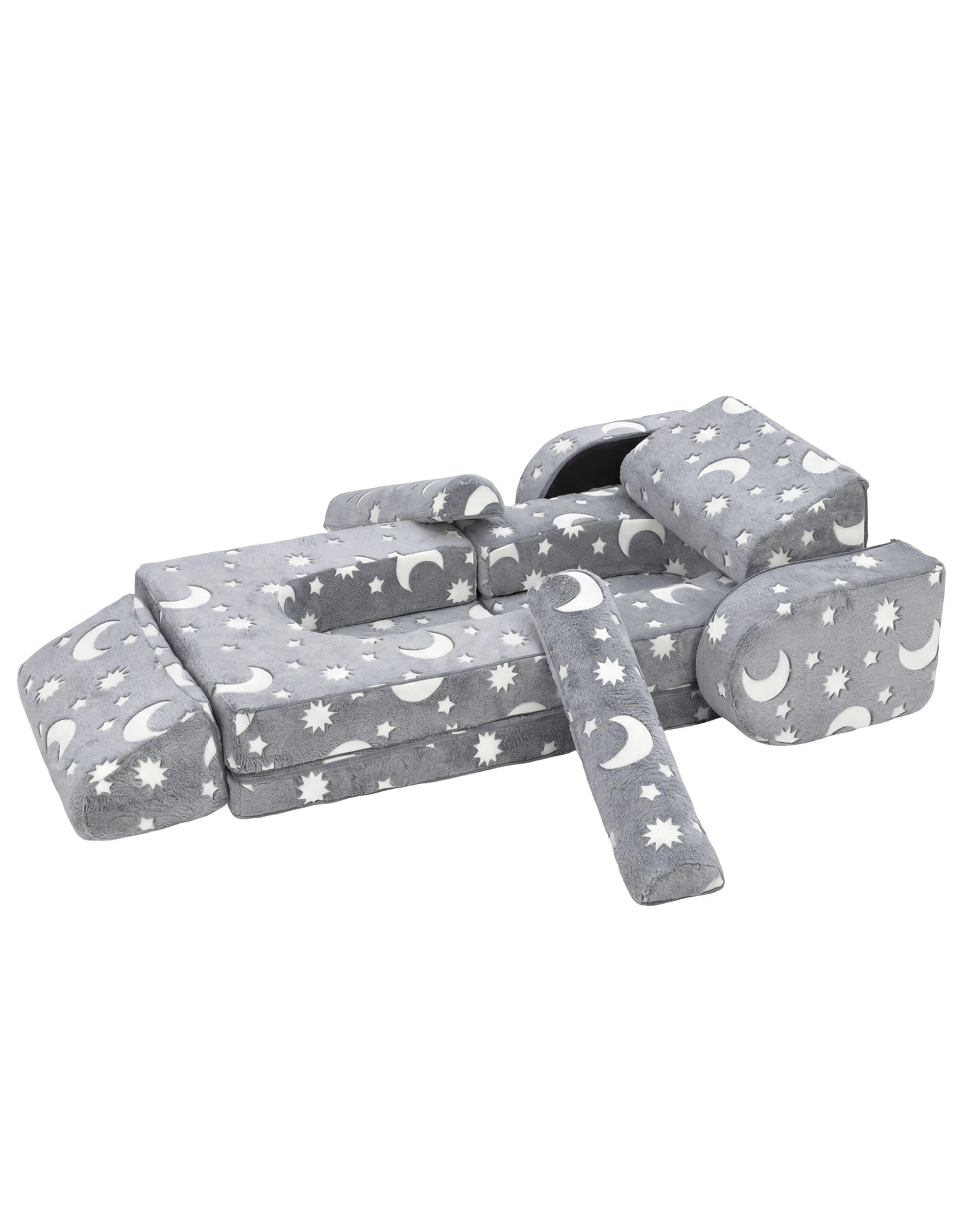 8 ADVWIN 10pcs Kids Modular Sofa Convertible Play Couch Children Sectional Sofa Floor Cushion - Grey, 8 of 10