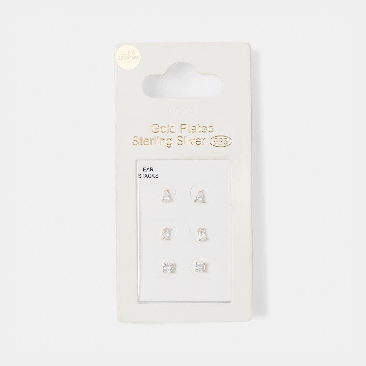5 3 Pack Gold Plated Stacking Earrings Gold, 5 of 5