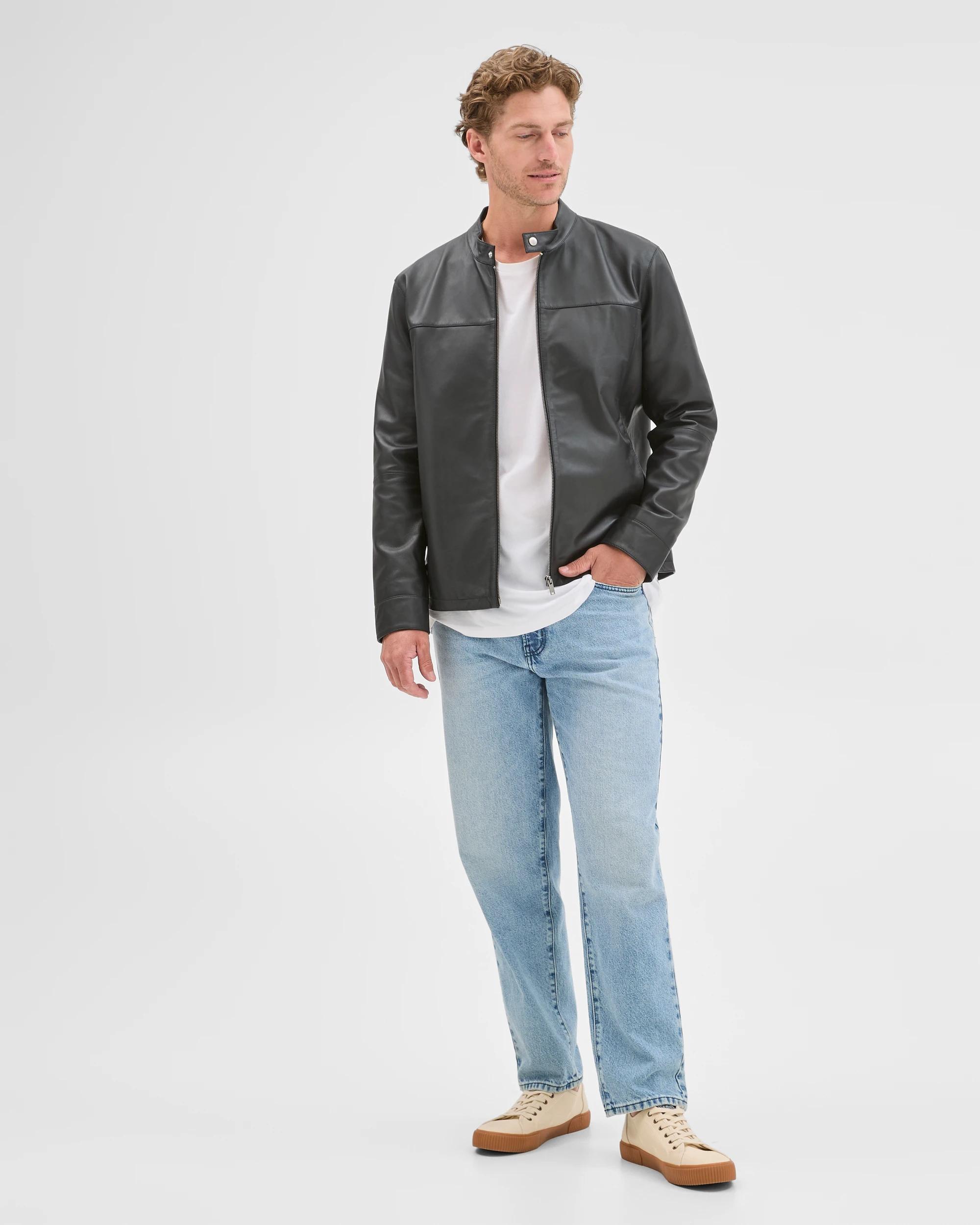 3 Preview Smart Genuine Leather Jacket BLACK, 3 of 8