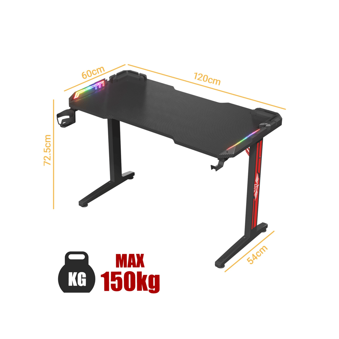 2 Advwin Gaming Desk 120cm With Rgb Led Light Computer Desk, 2 of 6