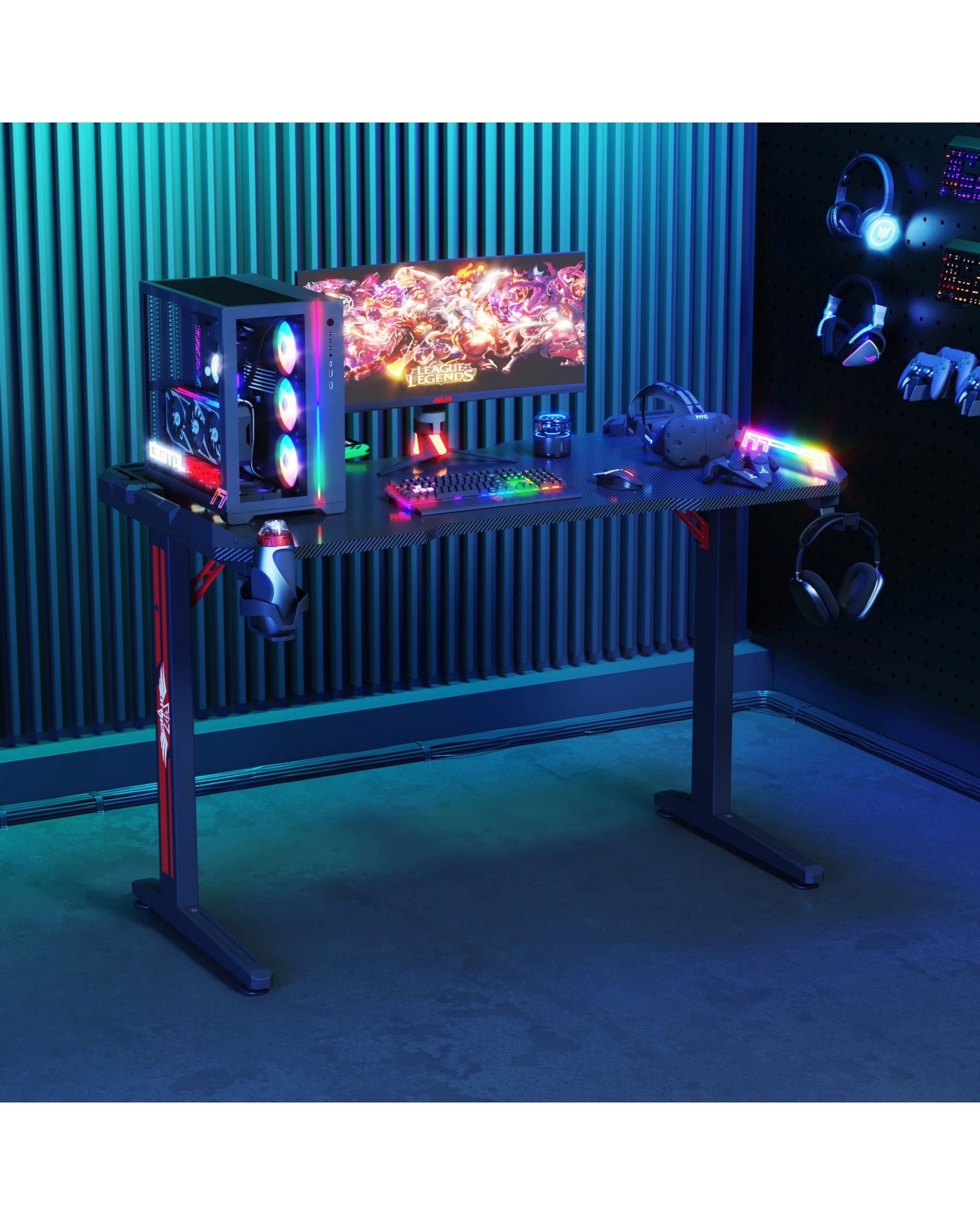 1 Advwin Gaming Desk 120cm With Rgb Led Light Computer Desk, 1 of 3