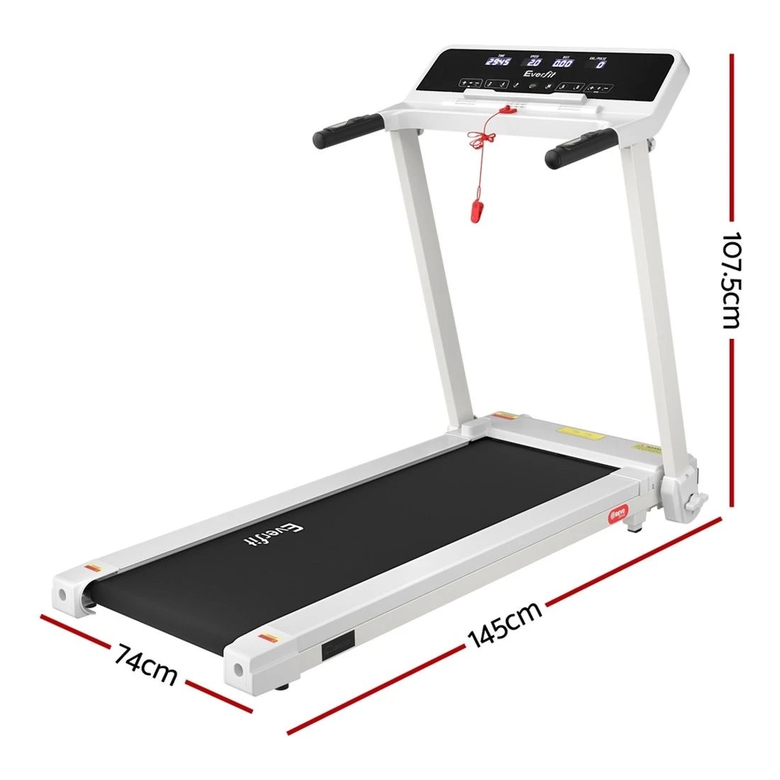 2 Everfit Treadmill Electric Home Gym Fitness Exercise Knob Foldable 420mm - White, 2 of 6