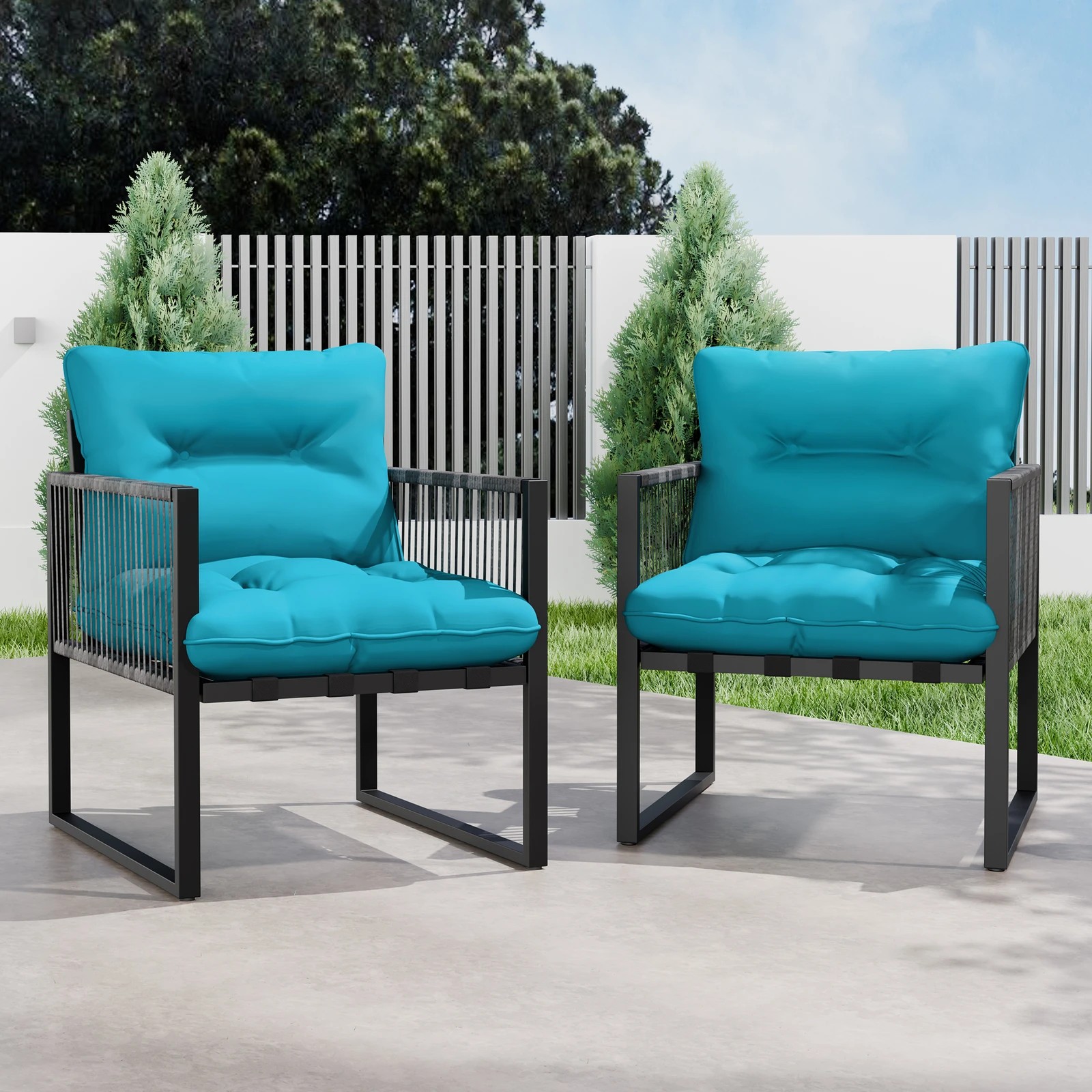 9 Alfordson Outdoor Furniture 2x Lounge Chairs Patio Garden Armchair Rattan Chair - Blue, 9 of 10