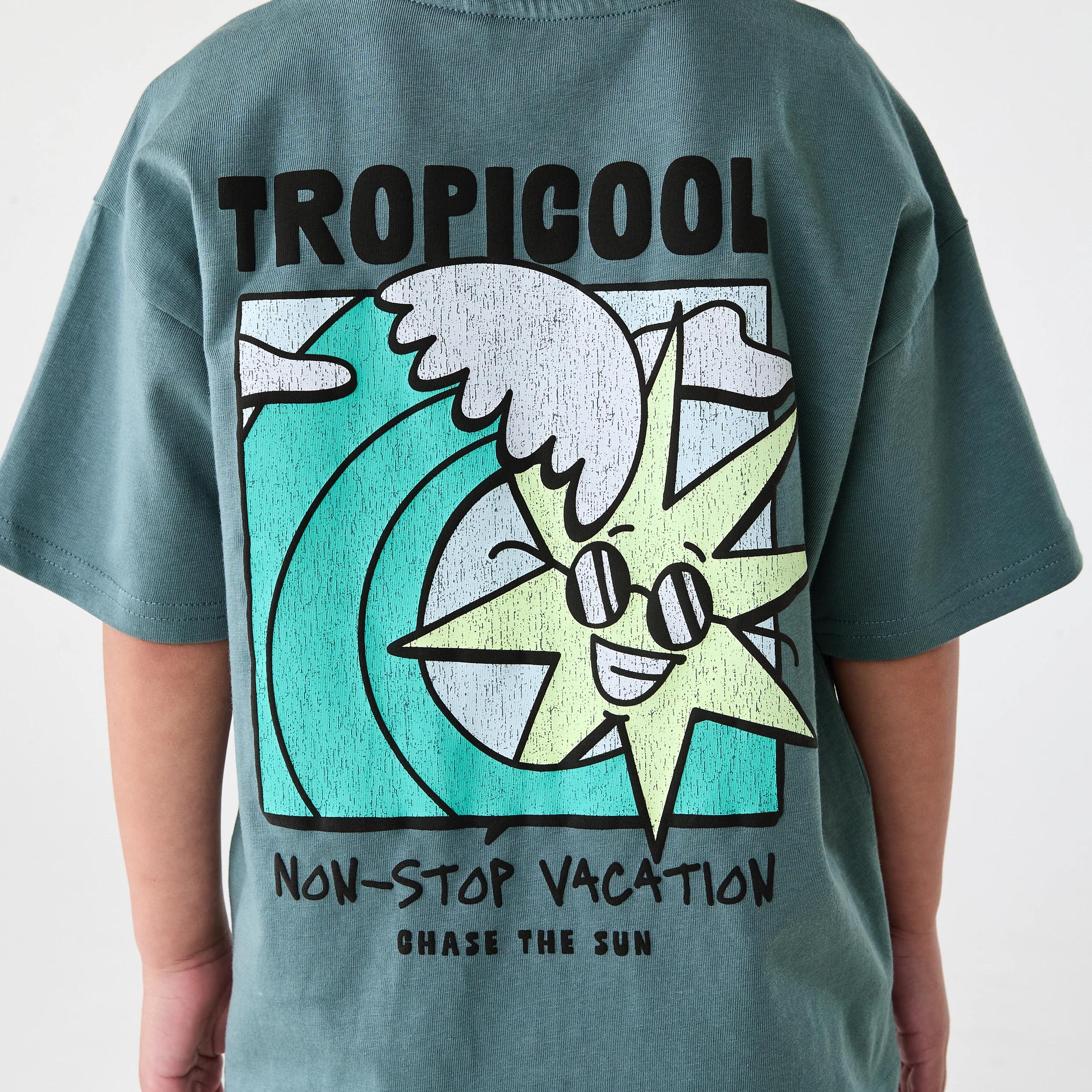 5 Short Sleeve Oversized Print T-shirt Grn Sun, 5 of 7