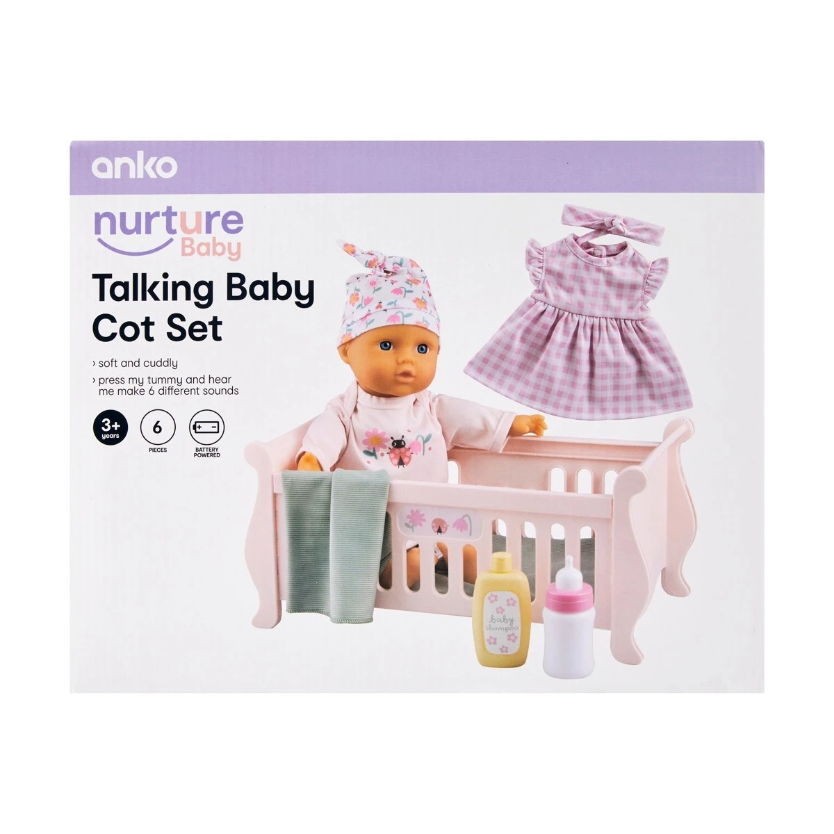 8 6 Piece Nurture Baby: Talking Baby Cot Set, 8 of 8