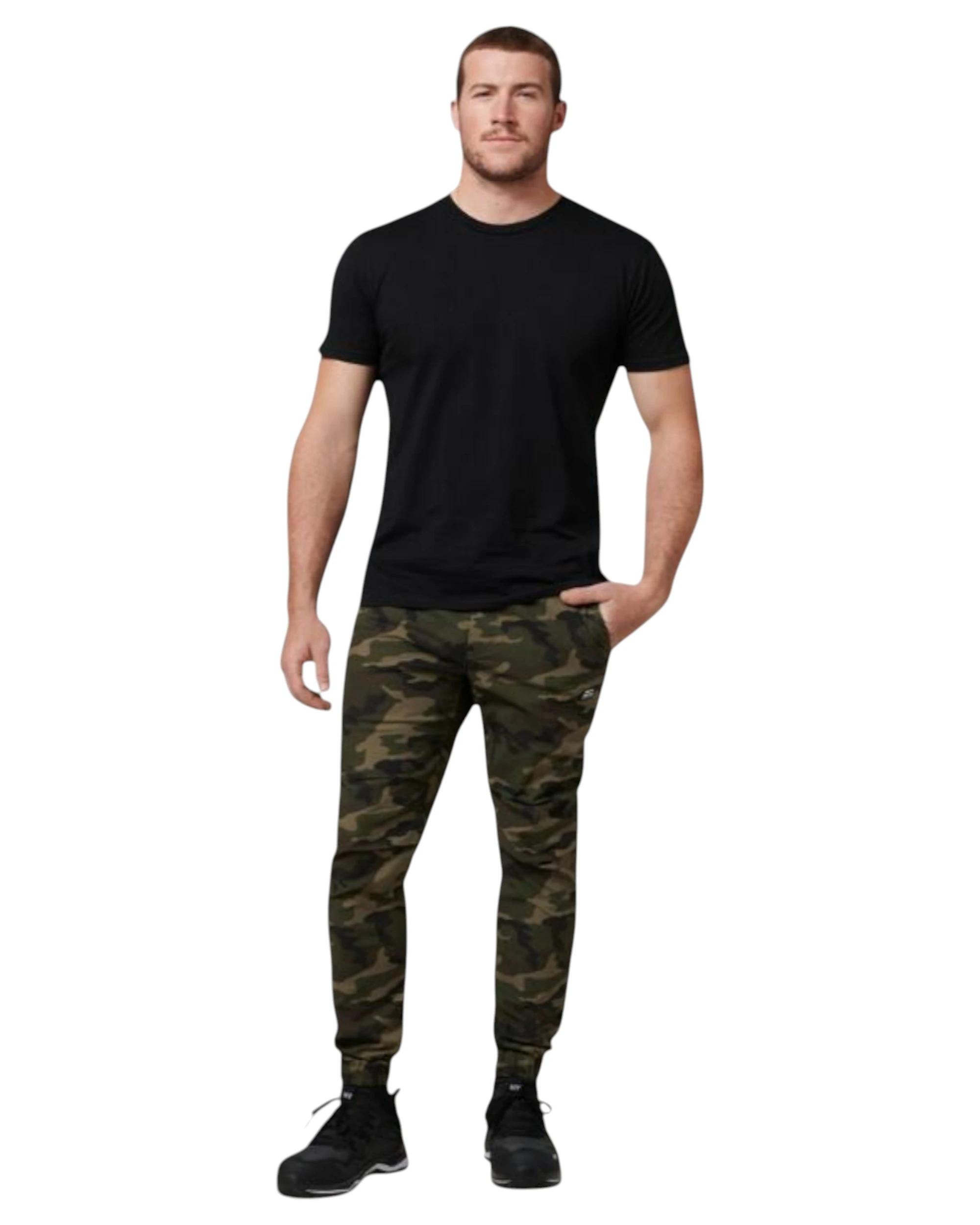 2 Hard Yakka Mens 3056 Camo Jogger Cotton Trackie Pant Camouflage CAMOUFLAGE, 2 of 6