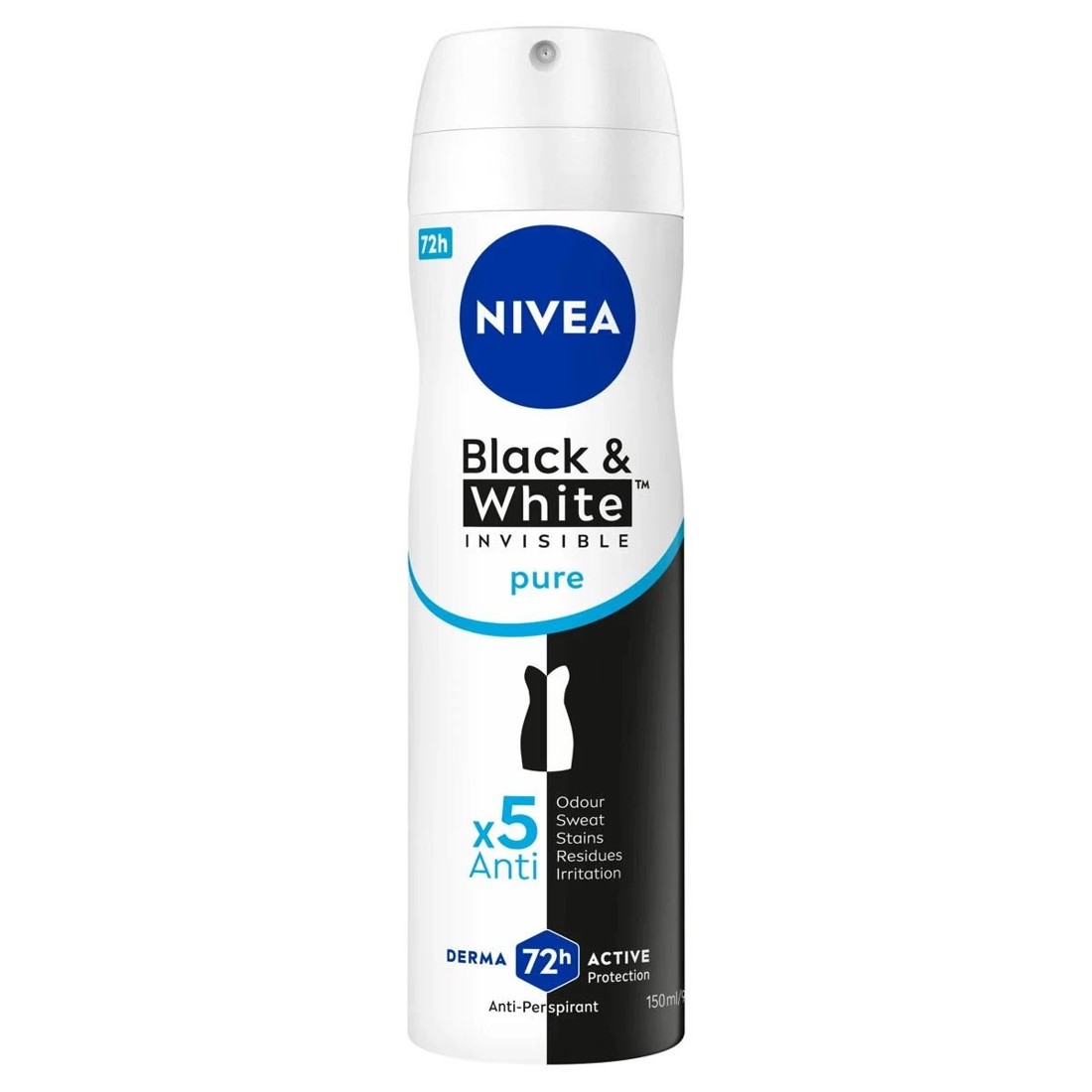 1 Nivea Invisible For Black & White Pure Anti-Perspirant Deodorant 150ml, 1 of 8