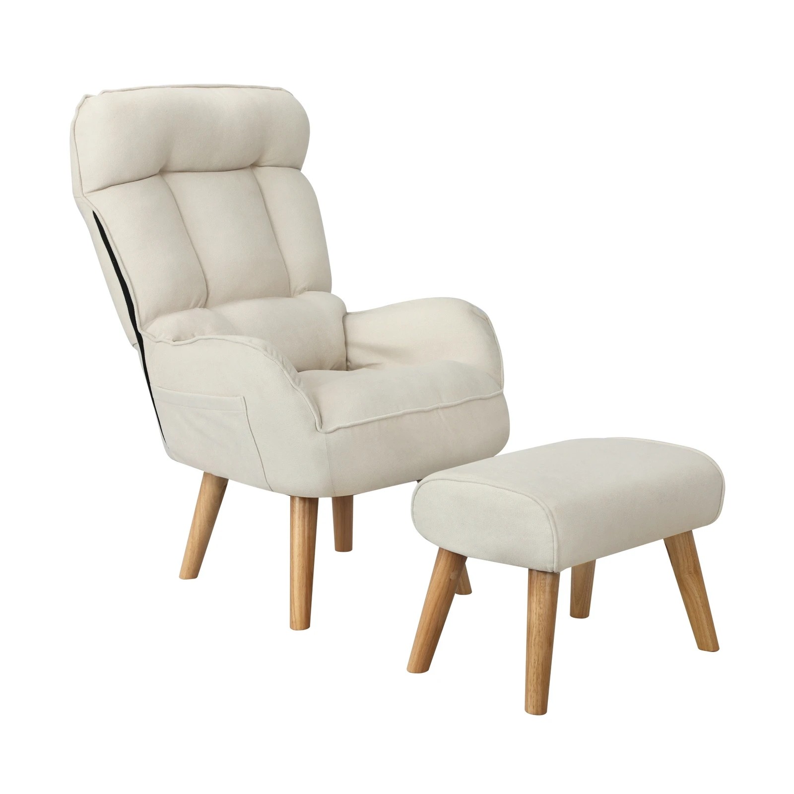 1 Oikiture Swivel Recliner Armchair Lounge Ottoman Accent Chair With Stool
 - Beige, 1 of 10