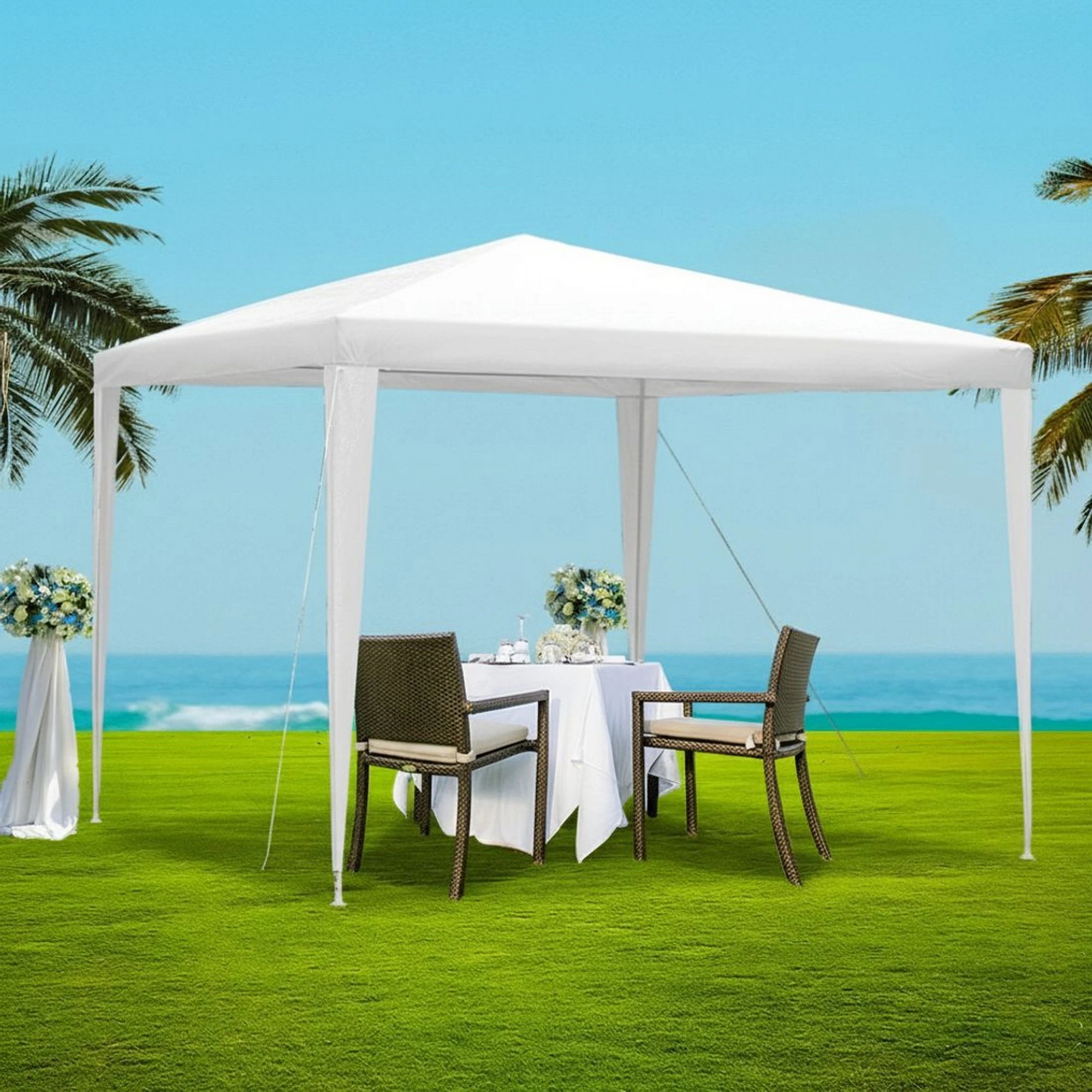 2 Instahut Gazebo  Wedding Party Marquee Tent Outdoor Event Camping Canopy Shade - White, 2 of 7