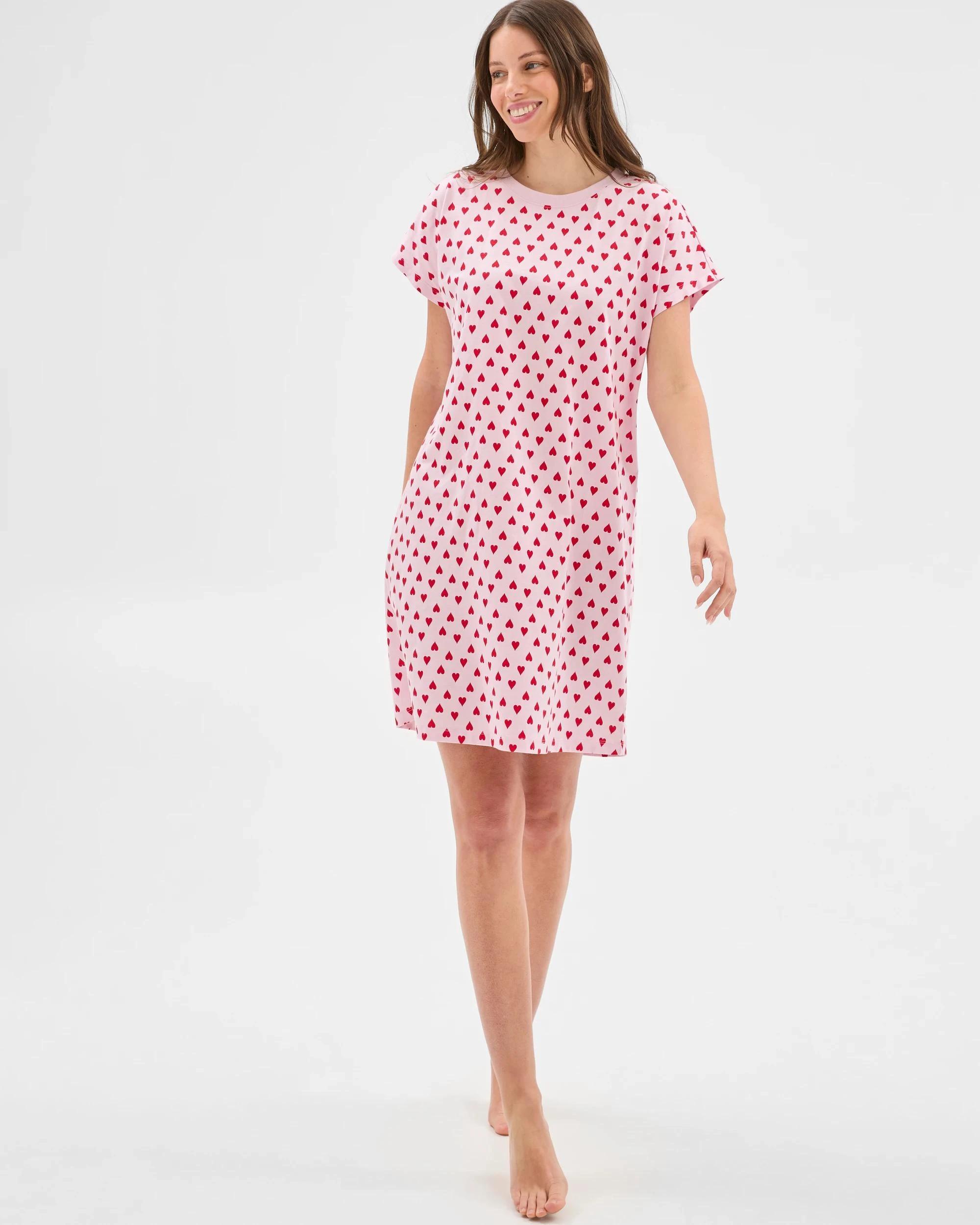 3 Target Woman Australian Cotton T-Shirt Nightie PINK HEART, 3 of 6