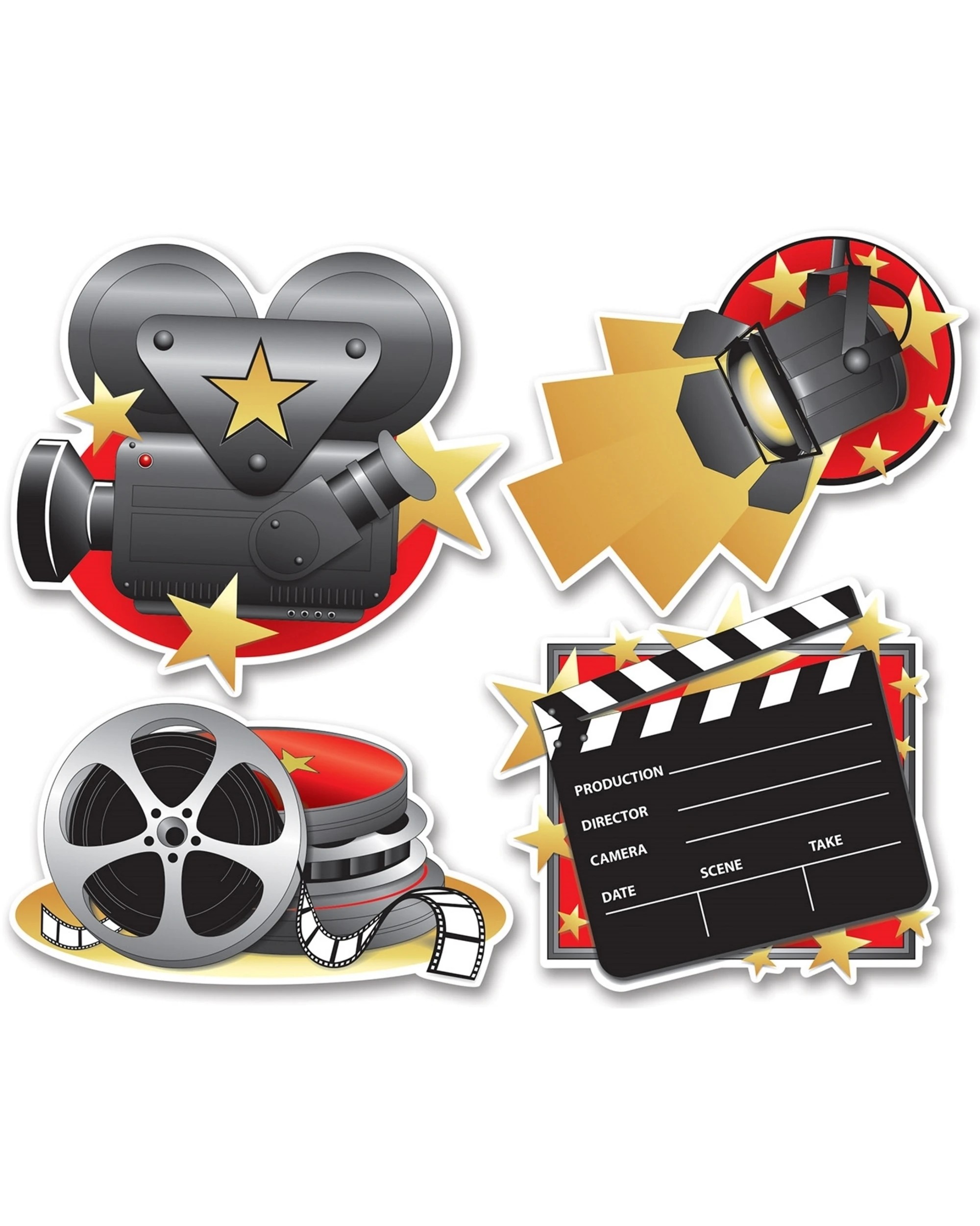 1 Beistle Movie Set Cutouts Pack of 4 - Multi, 1 of 1