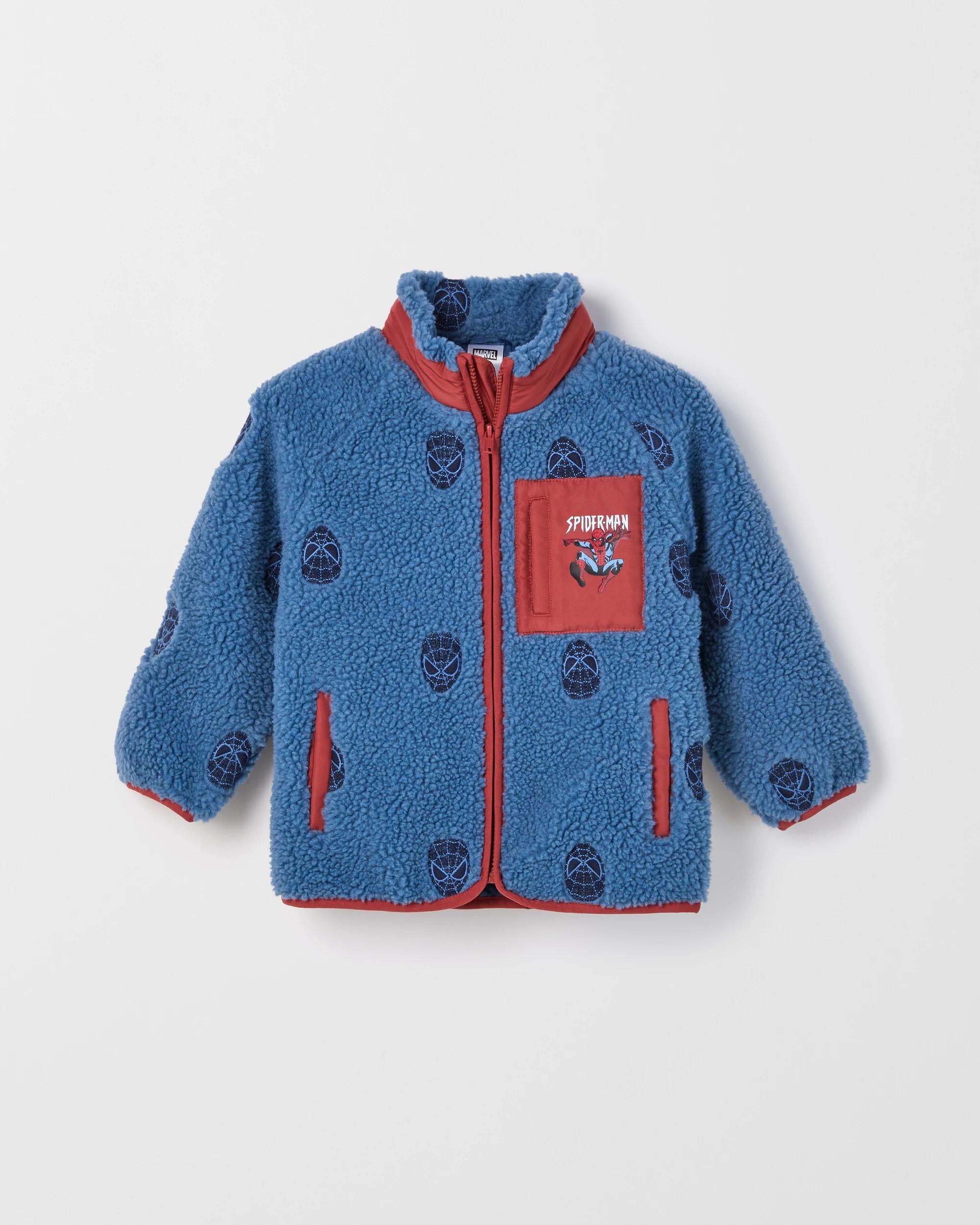 1 Disney Marvel Spider-Man Sherpa Fleece Jacket BLUE, 1 of 1