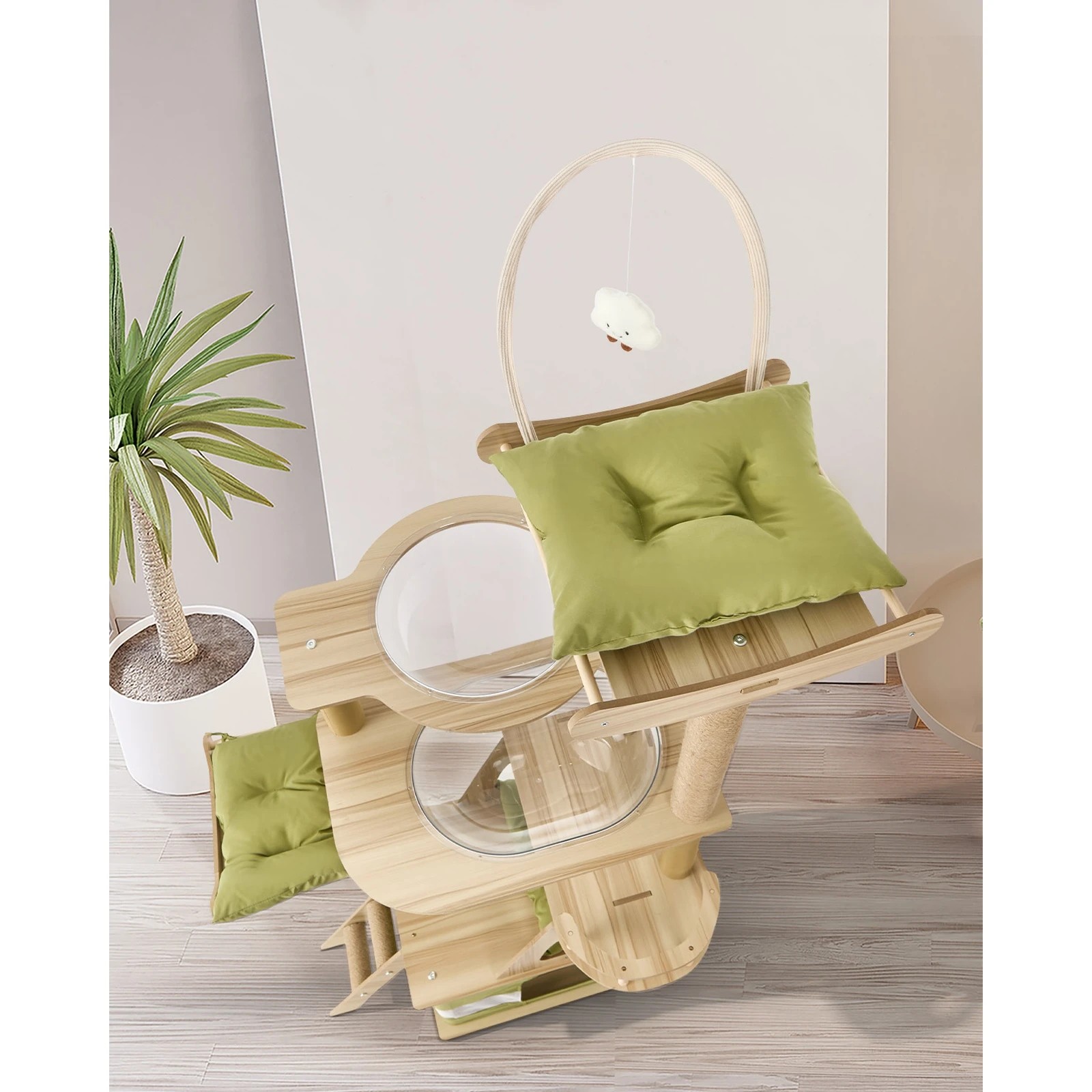 4 Alopet Cat Tree Tower Scratching Post Scratcher Condo House Bed Furniture 190cm - Green, 4 of 9