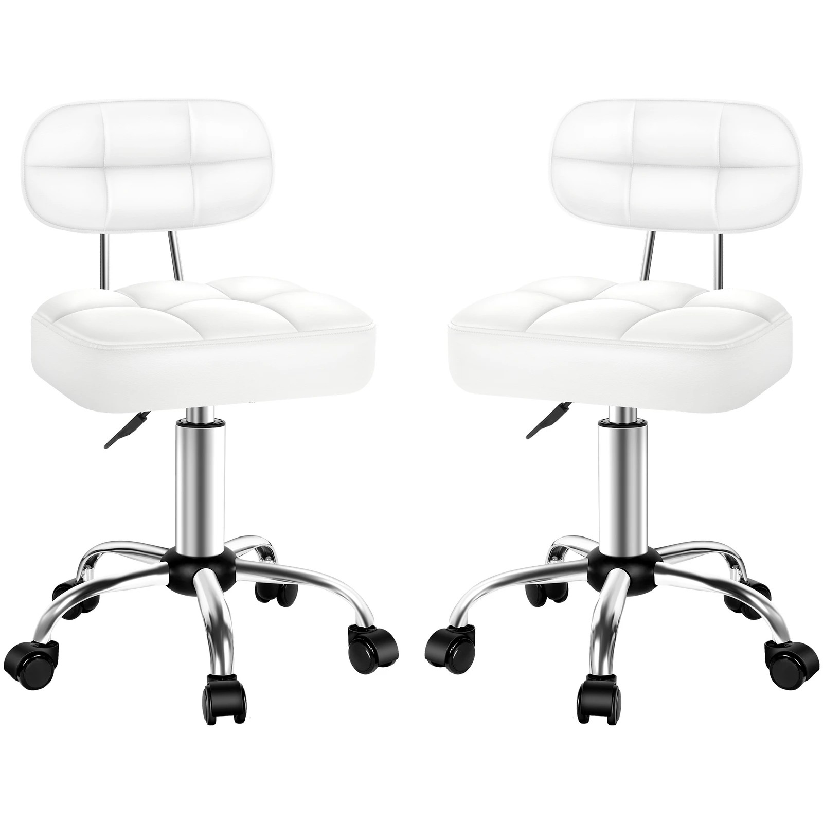 1 Alfordson 2x Salon Stool Backrest Swivel Barber Hair Dress Chair Tufan - White, 1 of 10