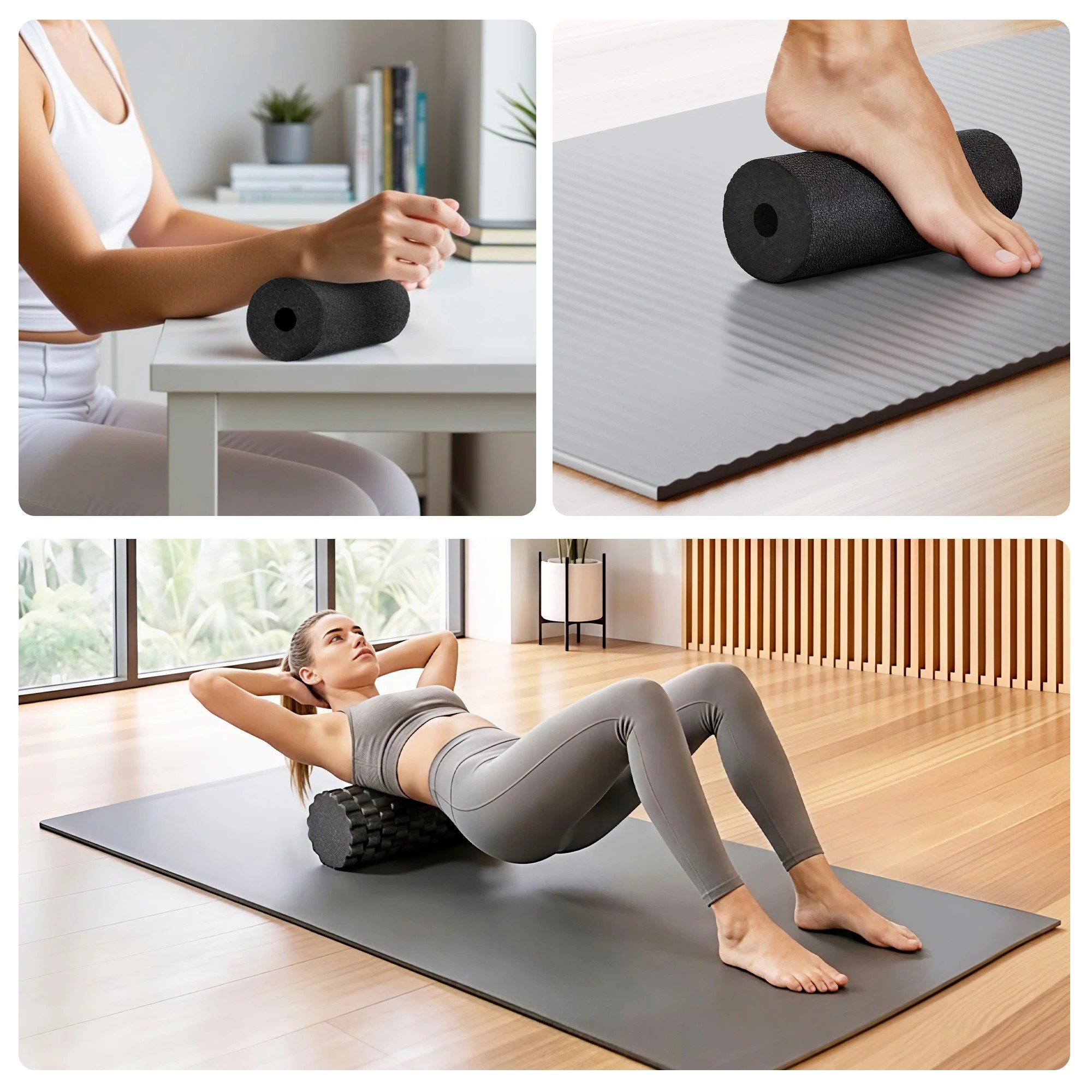 4 Everfit Foam Roller Set 4 in 1 Deep Tissue Muscle Massager for Back Pain Relief Home Gym Storage Bag - Black, 4 of 7