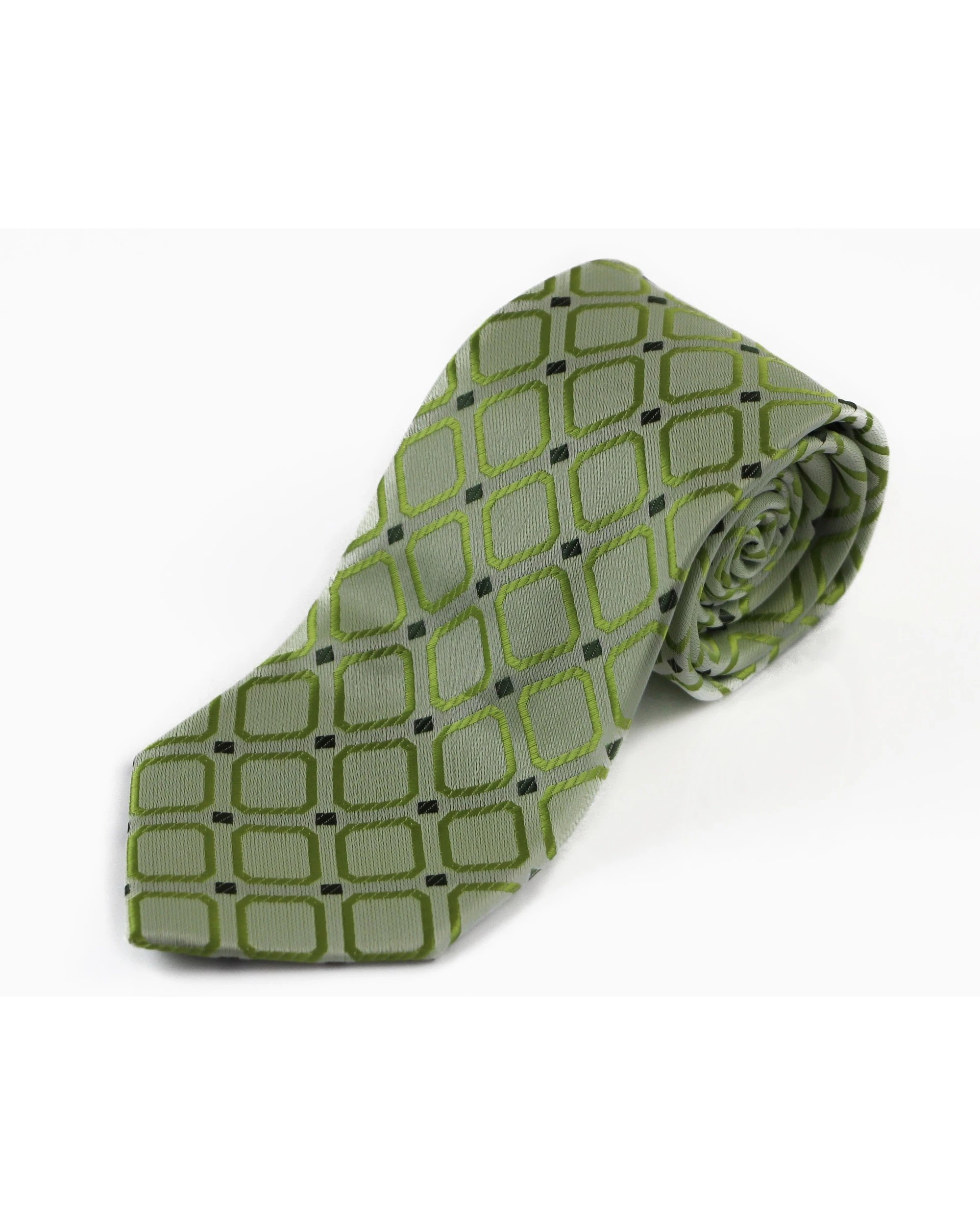 2 Zasel Mens Olive Green Patterned 8cm Neck Tie, 2 of 2