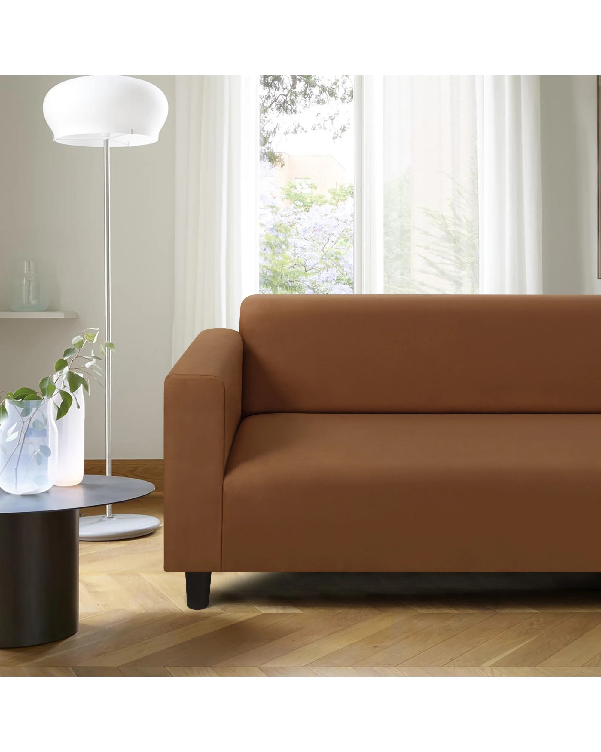2 Sherwood Home Premium Faux Suede 3 Seater Couch Sofa Cover - Rust, 2 of 6