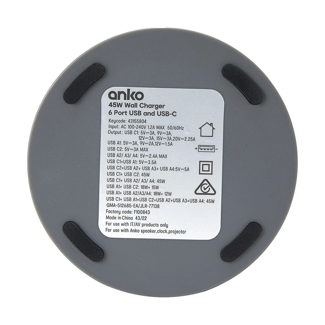 4 45W Wall Charger 6 Port USB and USB-C, 4 of 8