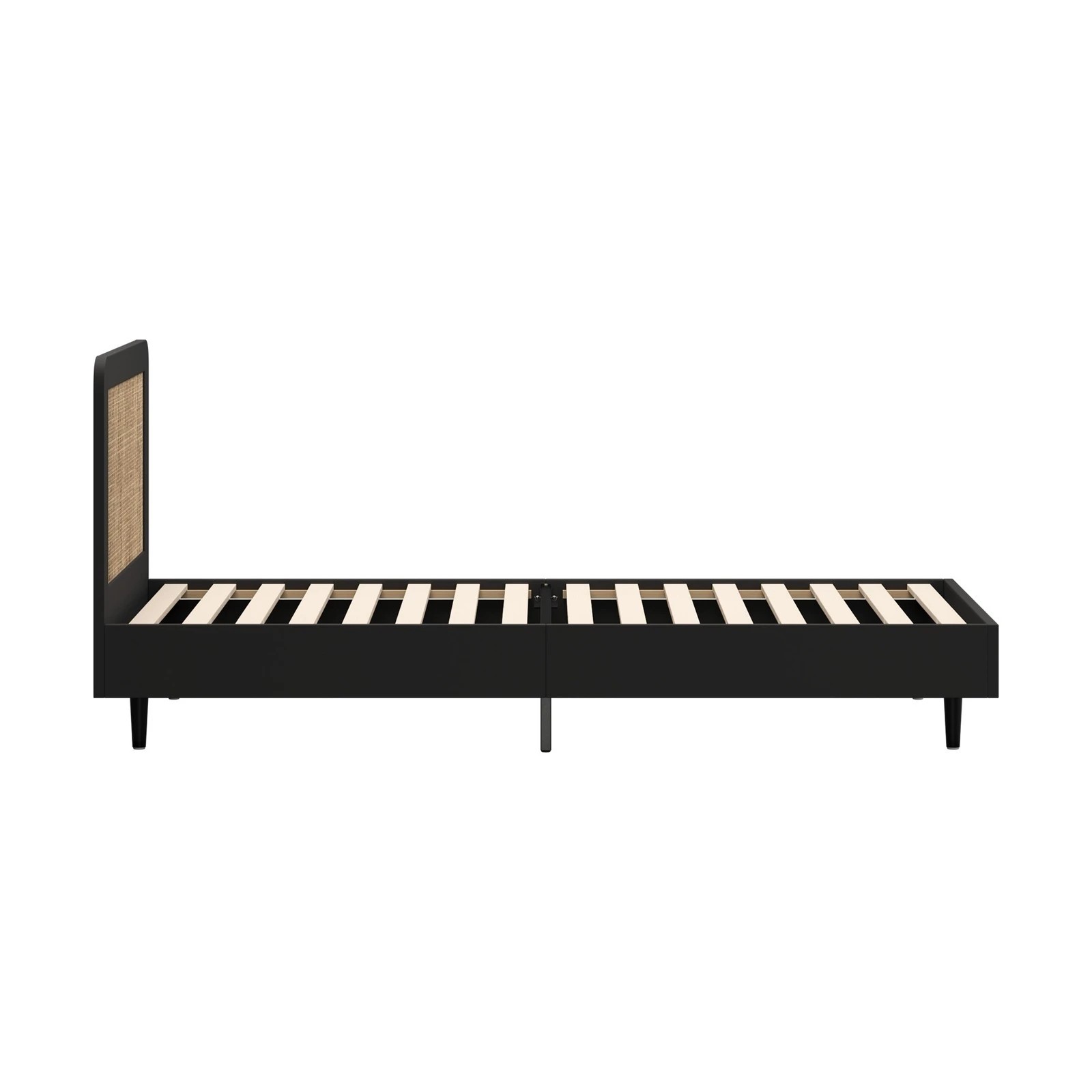 8 Oikiture Bed Frame Single Size Beds Real Rattan Headboard - Black, 8 of 10