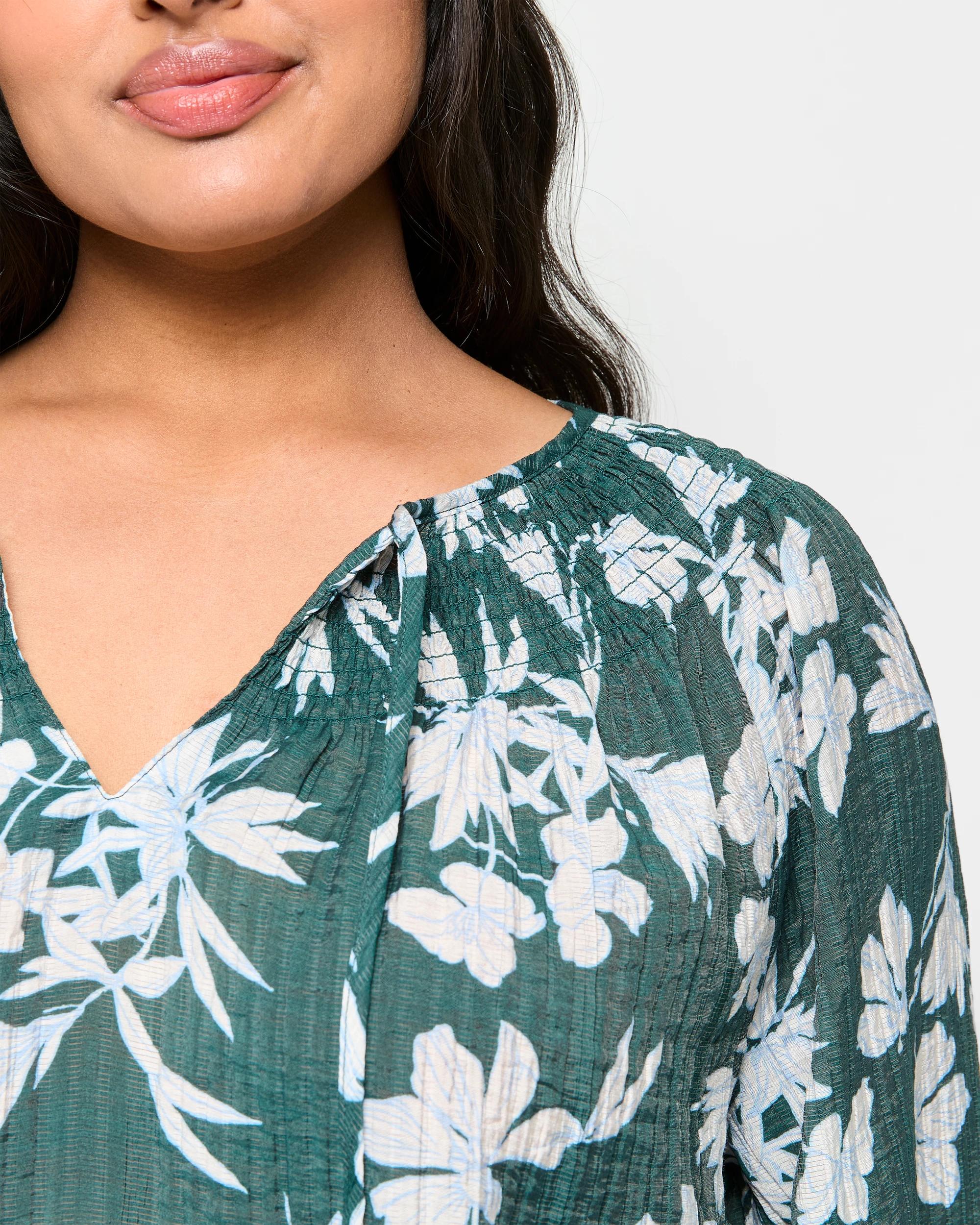 5 Target Plus Size Long Sleeve Shirred Blouse STENCIL FLORAL, 5 of 5