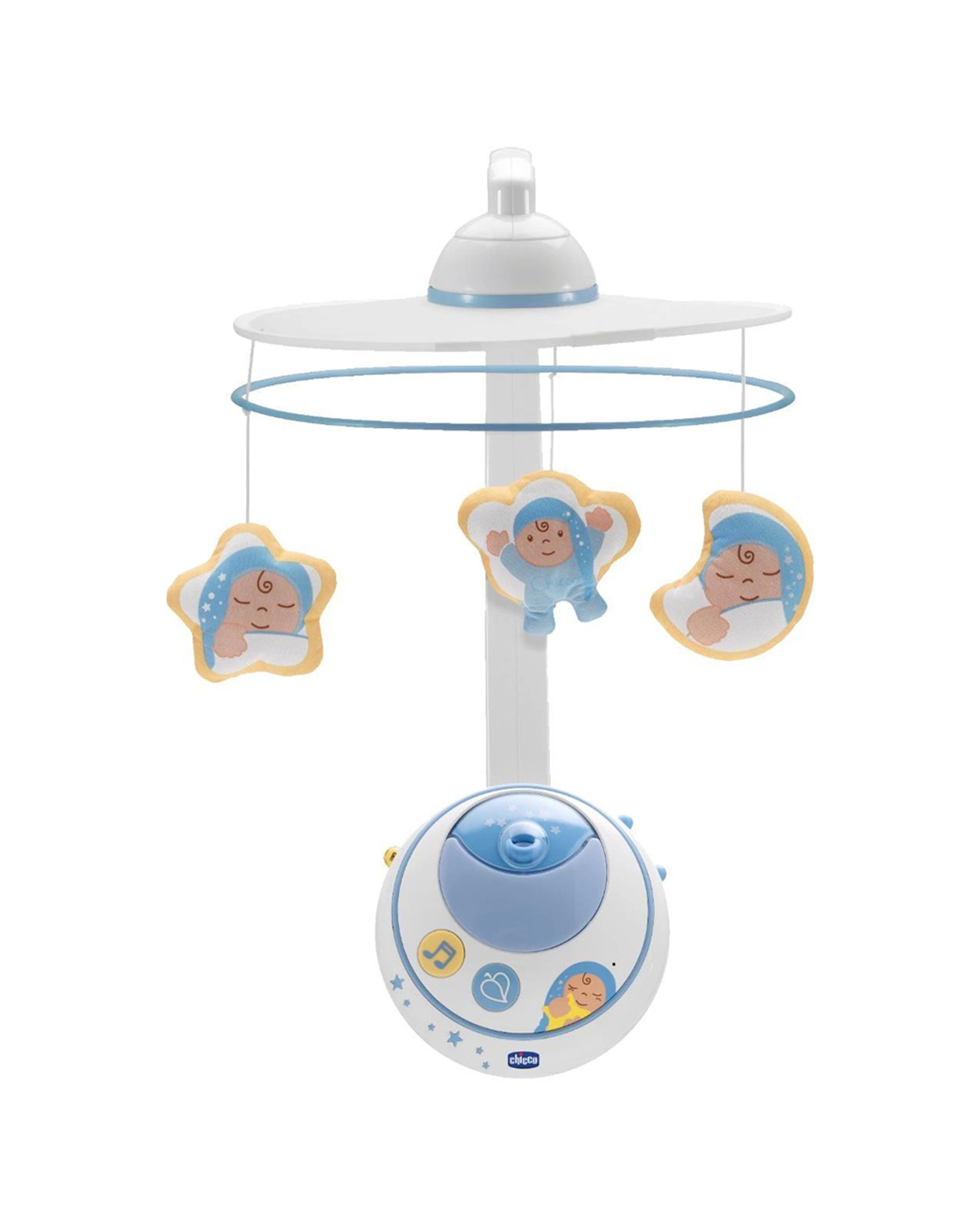 1 Chicco Toy Baby Magic Stars Cot Mobile Night Light Double Projection Nursery - Blue, 1 of 3