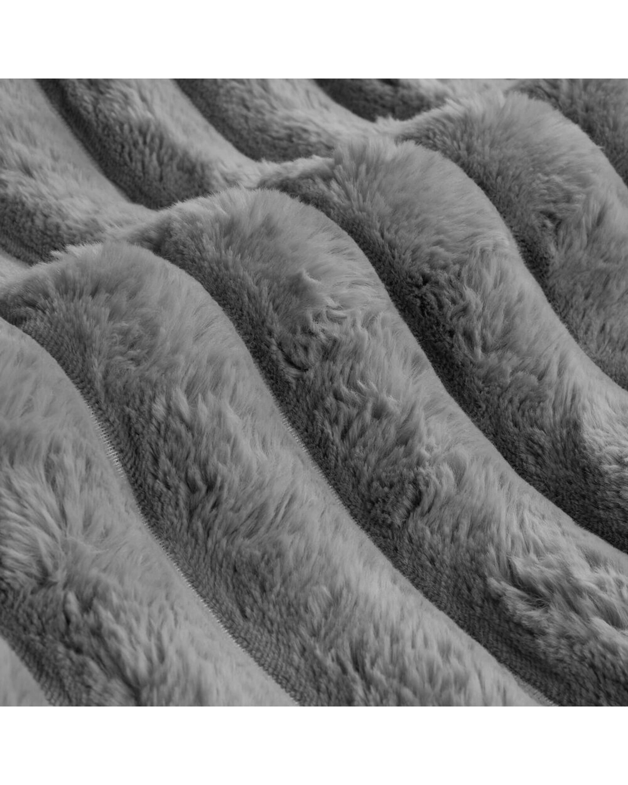 2 Ardor Boudoir Double Jax Chunky Faux Fur Quilt Cover With Pillowcase Set - Smoke - Grey, 2 of 2