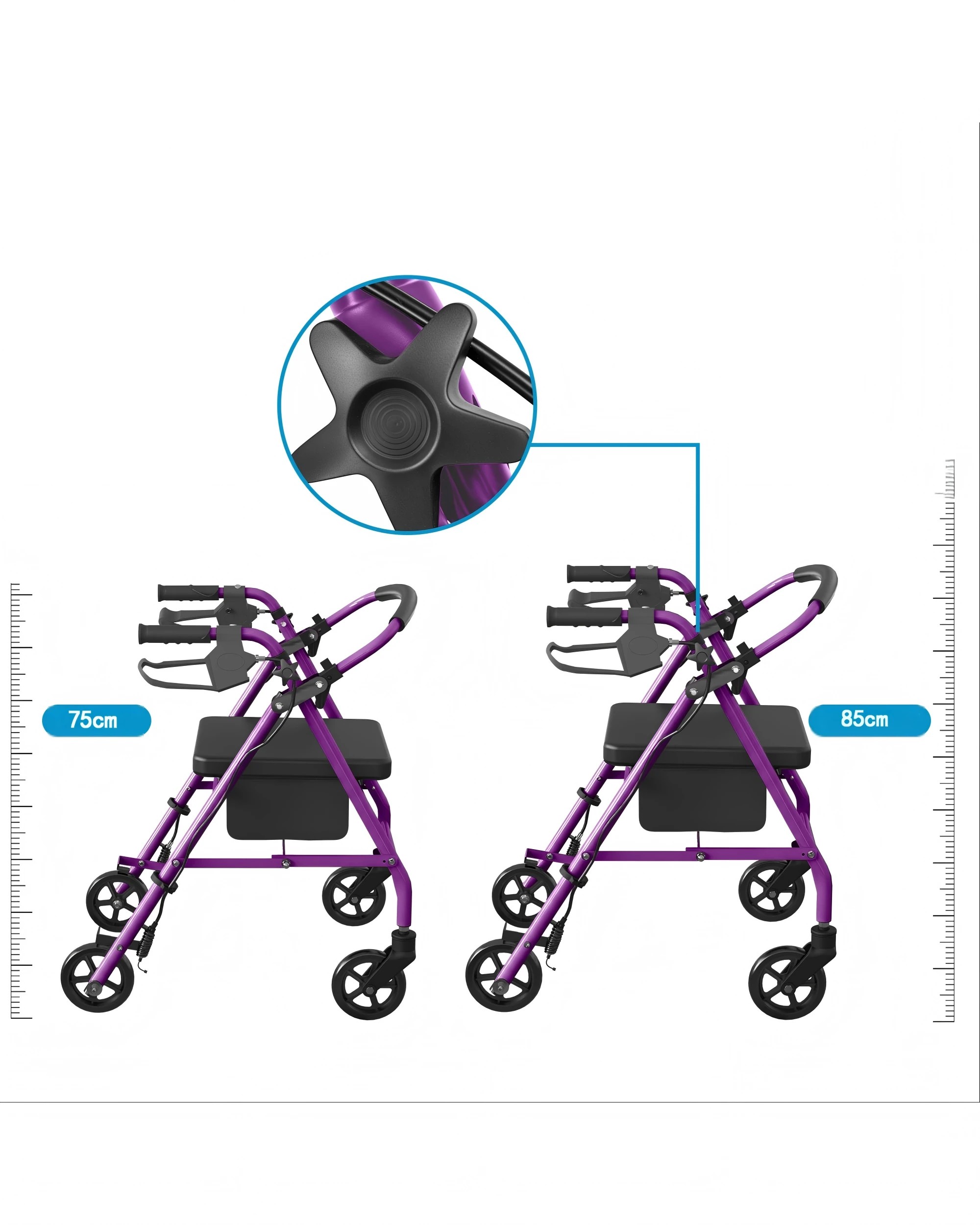 2 Advwin Lightweight Rollator Walker 4-Wheel Folding Mobility Aid -Purple, 2 of 7