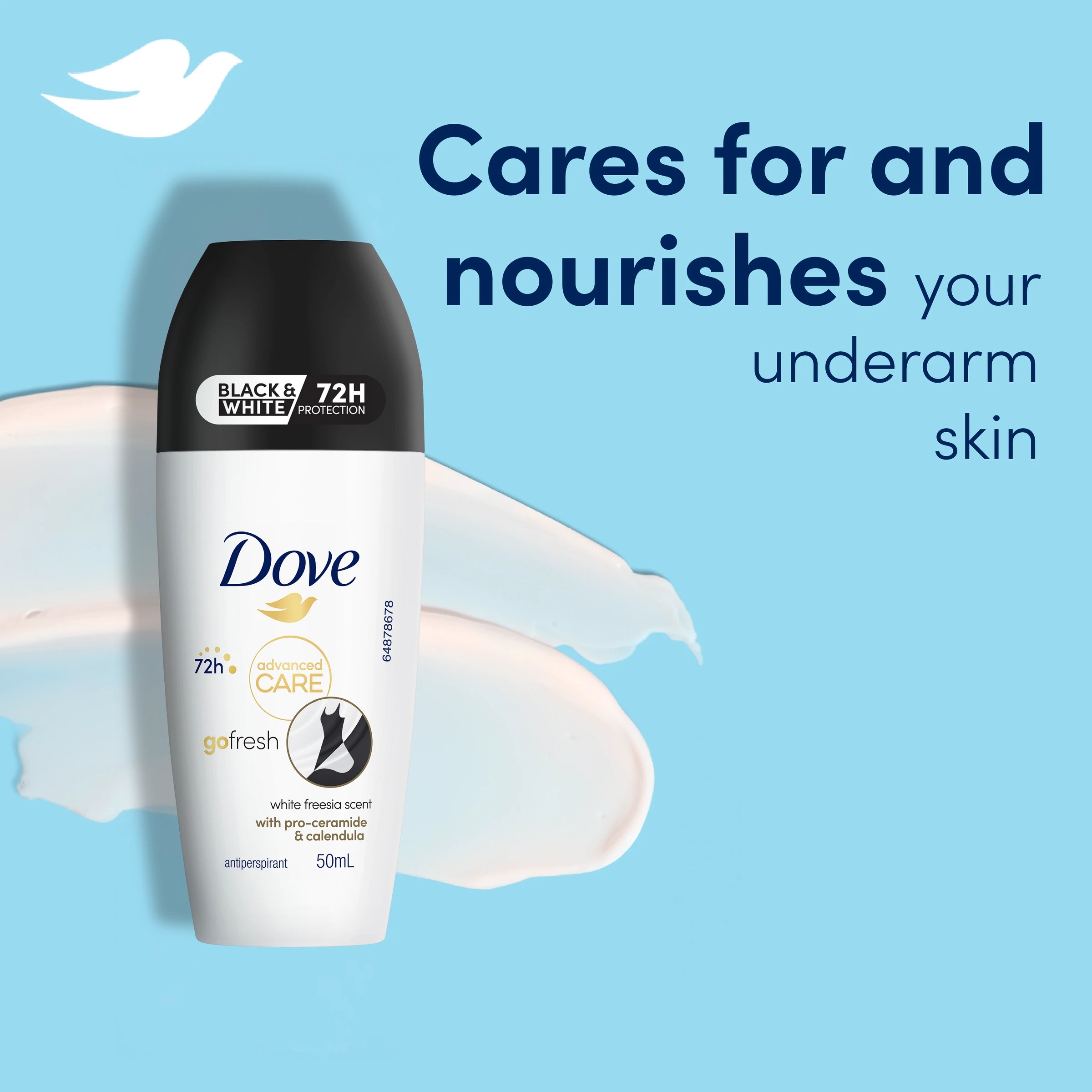 4 Dove Advanced Care Go Fresh Antiperspirant Deodorant Roll-On 50ml - Pro-Ceramide and Calendula, White Freesia Scent, 4 of 7