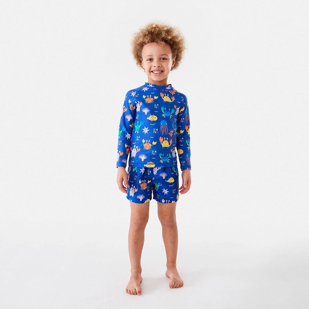 6 Printed Long Sleeve Rash Vest Naut Crab, 6 of 9
