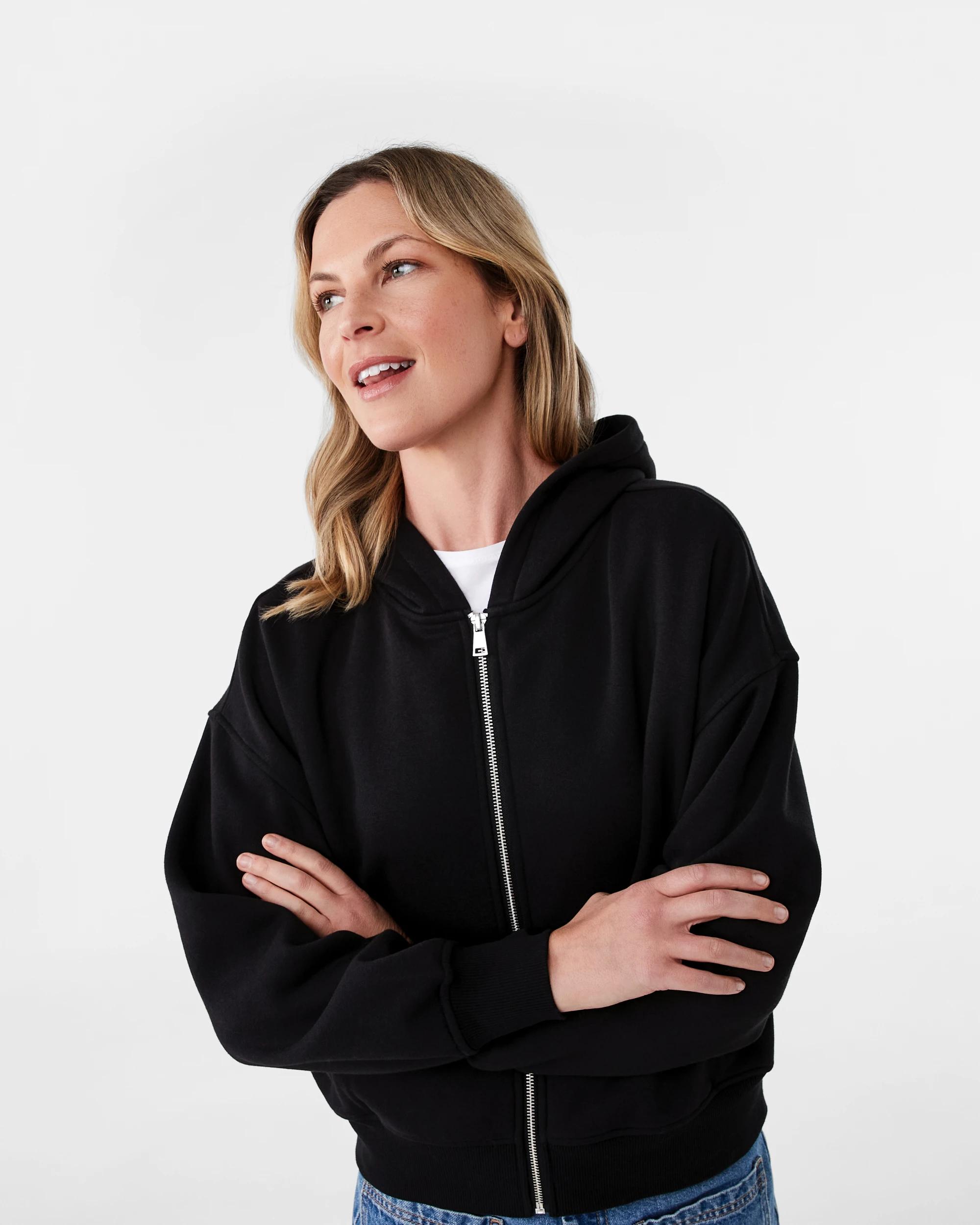 5 Relaxed Zip Through Hoodie Black, 5 of 8