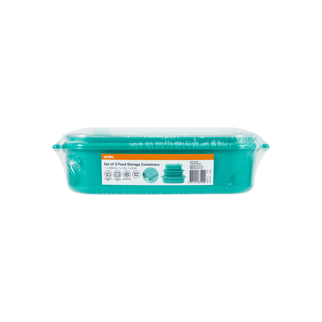 8 Set of 3 Food Storage Containers - Green, 8 of 8