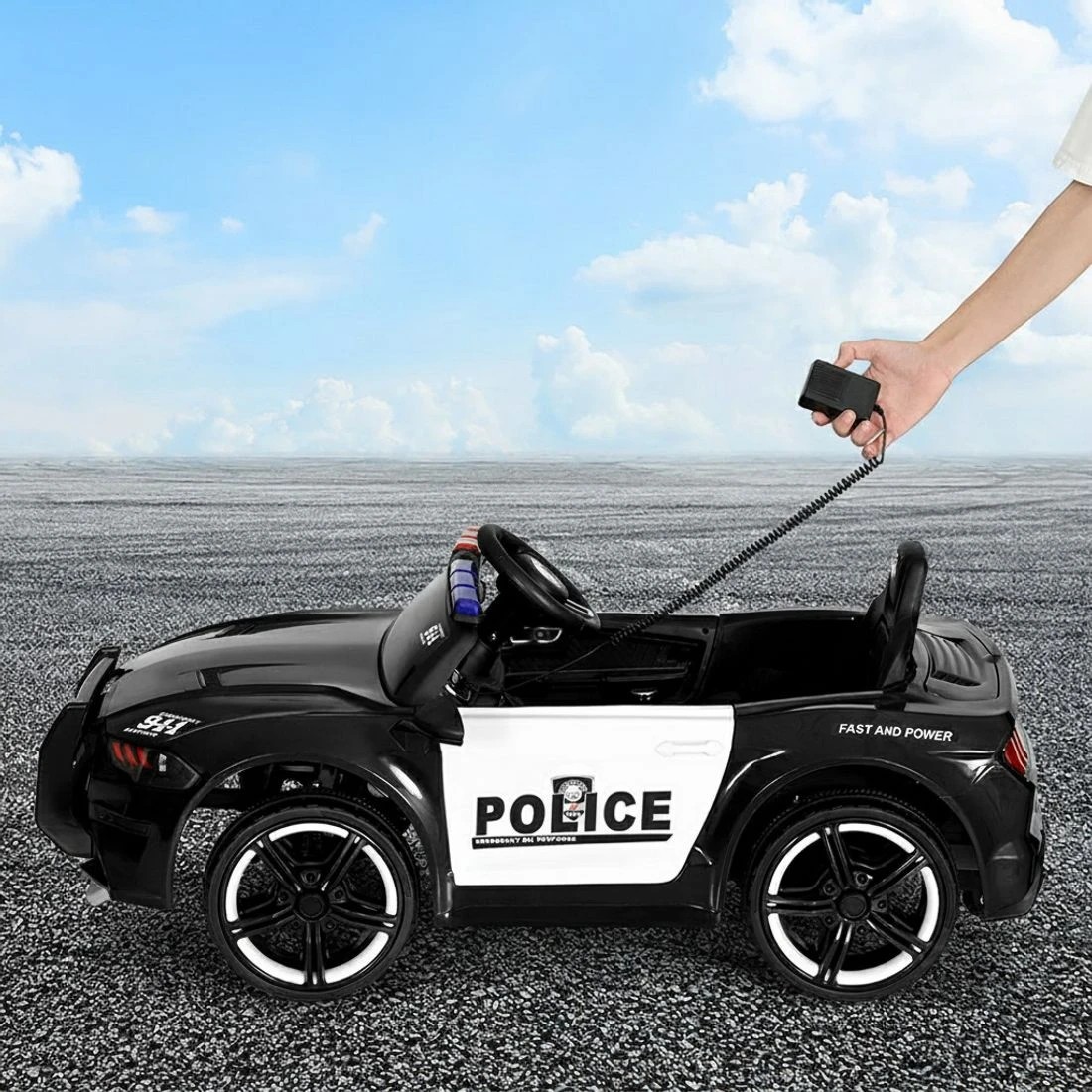 6 Rigo Kids Ride On Car Electric Patrol Police Cars Battery Powered Toys 12V - Black, 6 of 6