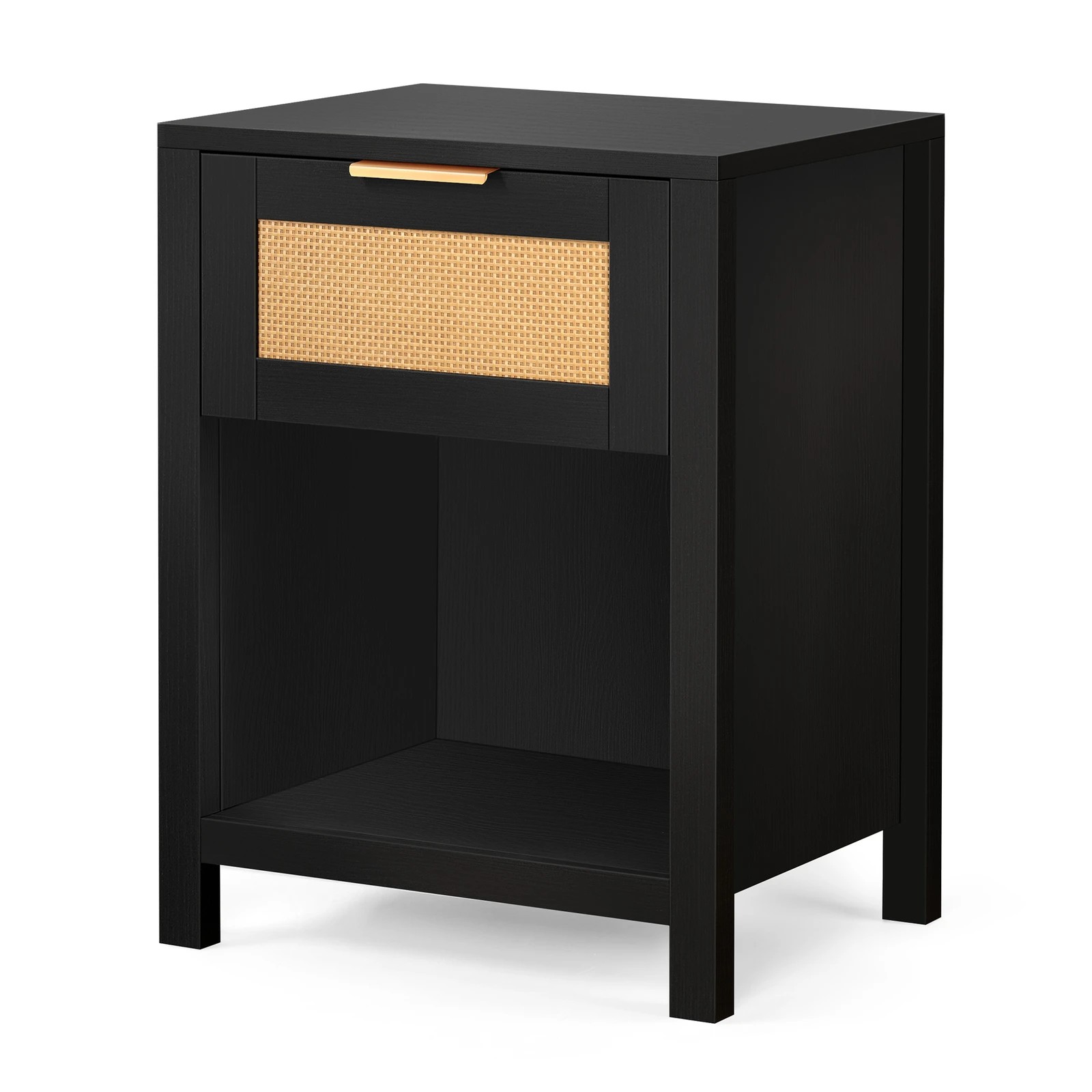 1 Alfordson Bedside Table Nightstand Side End 1 Drawer Storage Shelf - Black, 1 of 10