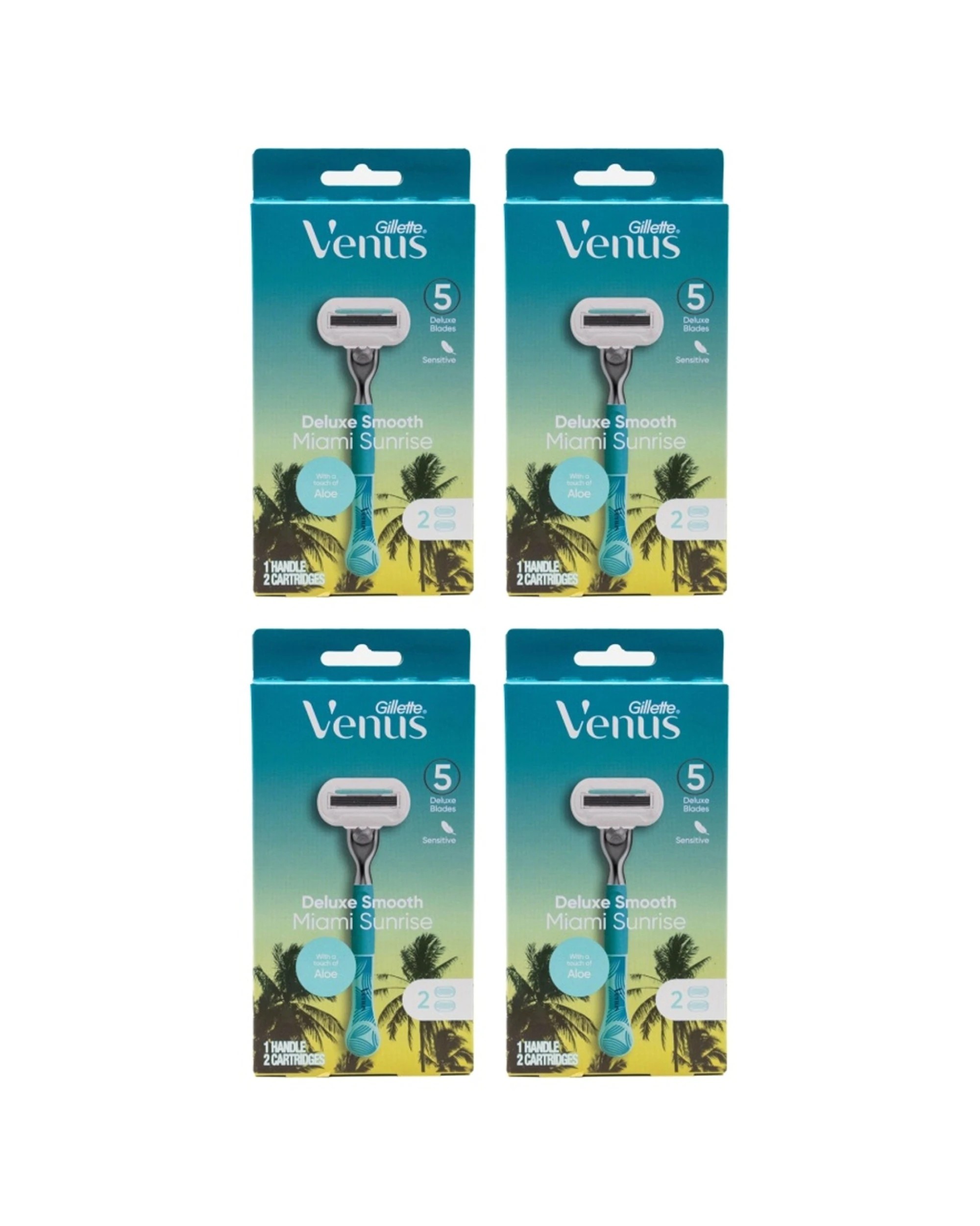 1 Gillette 4x 3pc Venus Deluxe Smooth Miami Sunrise Razor With 1 Handle And 2 Blades - Multi, 1 of 3