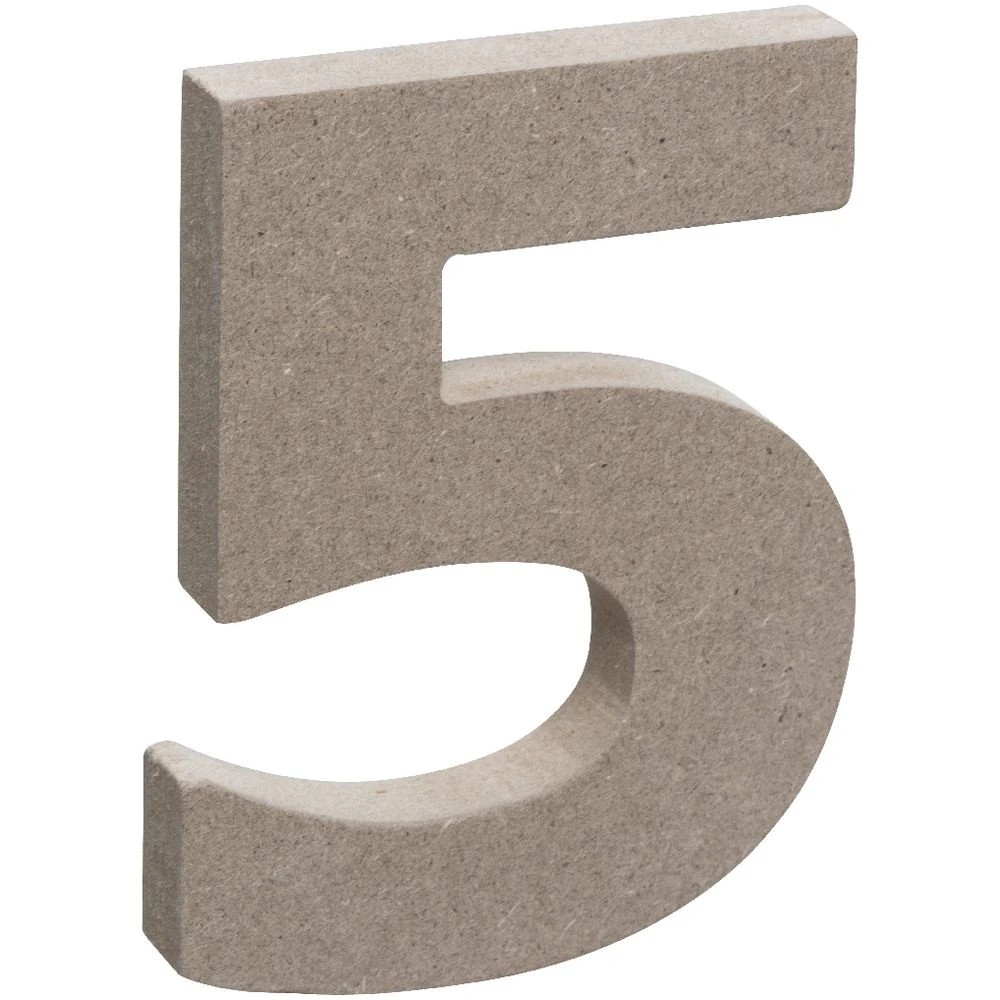 3 Born Wooden Number 5 10cm, 3 of 3