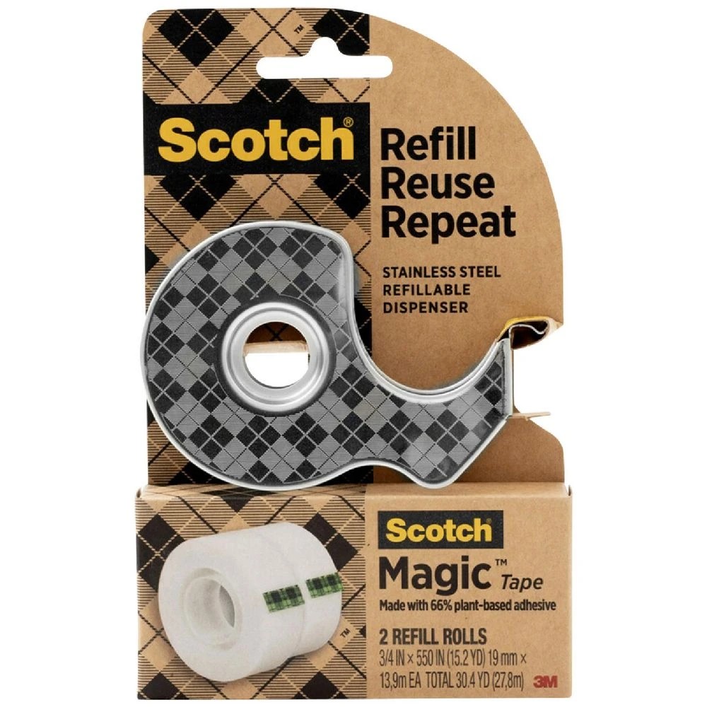 1 Scotch Stainless Steel Refillable Tape Dispenser with Refills, 1 of 9