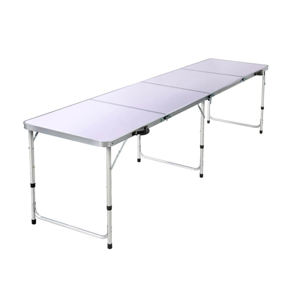 1 Weisshorn Folding Camping Table 240CM Portable Outdoor Picnic BBQ Aluminium Desk - Silver, 1 of 6