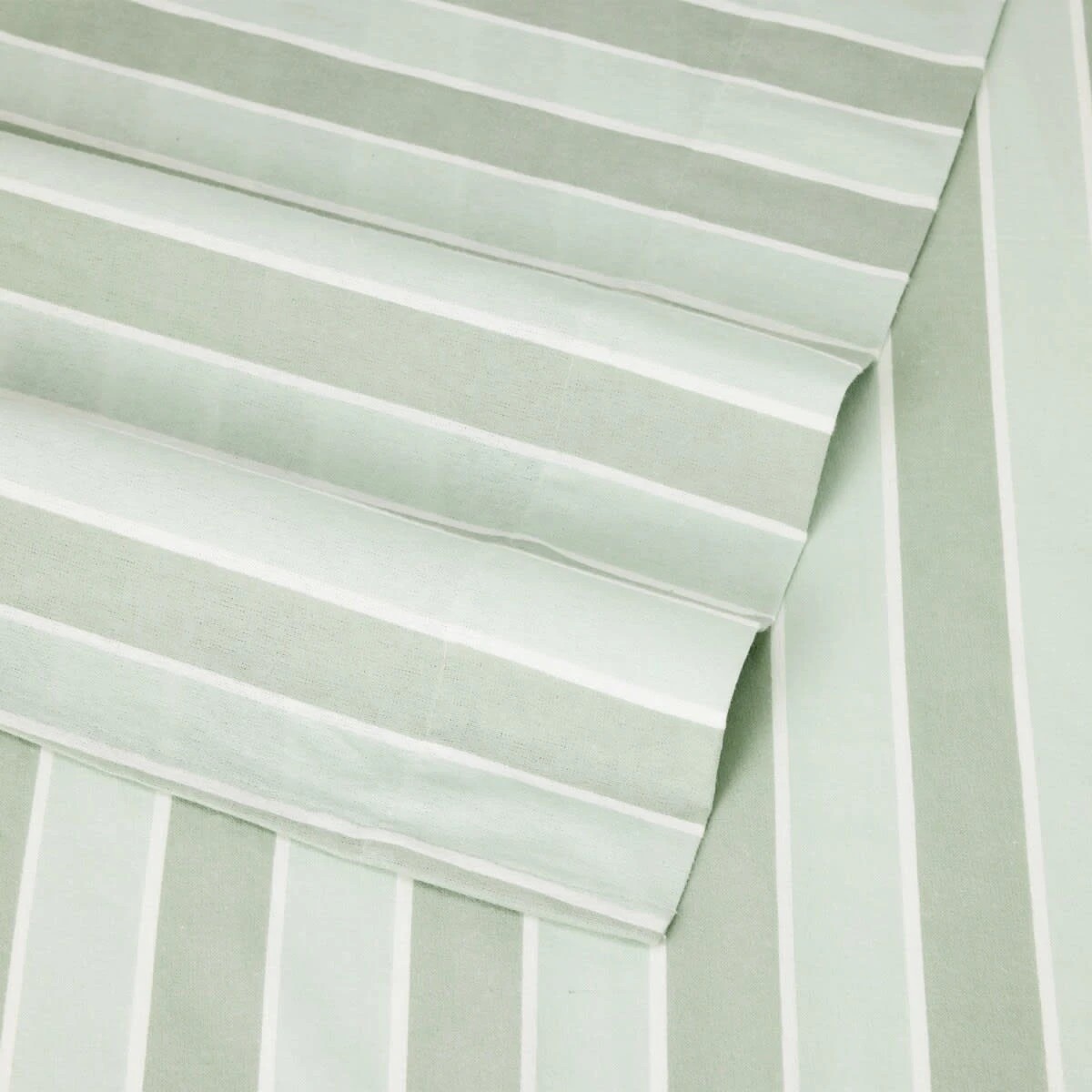 4 Stripe Flannelette Cotton Sheet Set - King Bed, Sage, 4 of 7