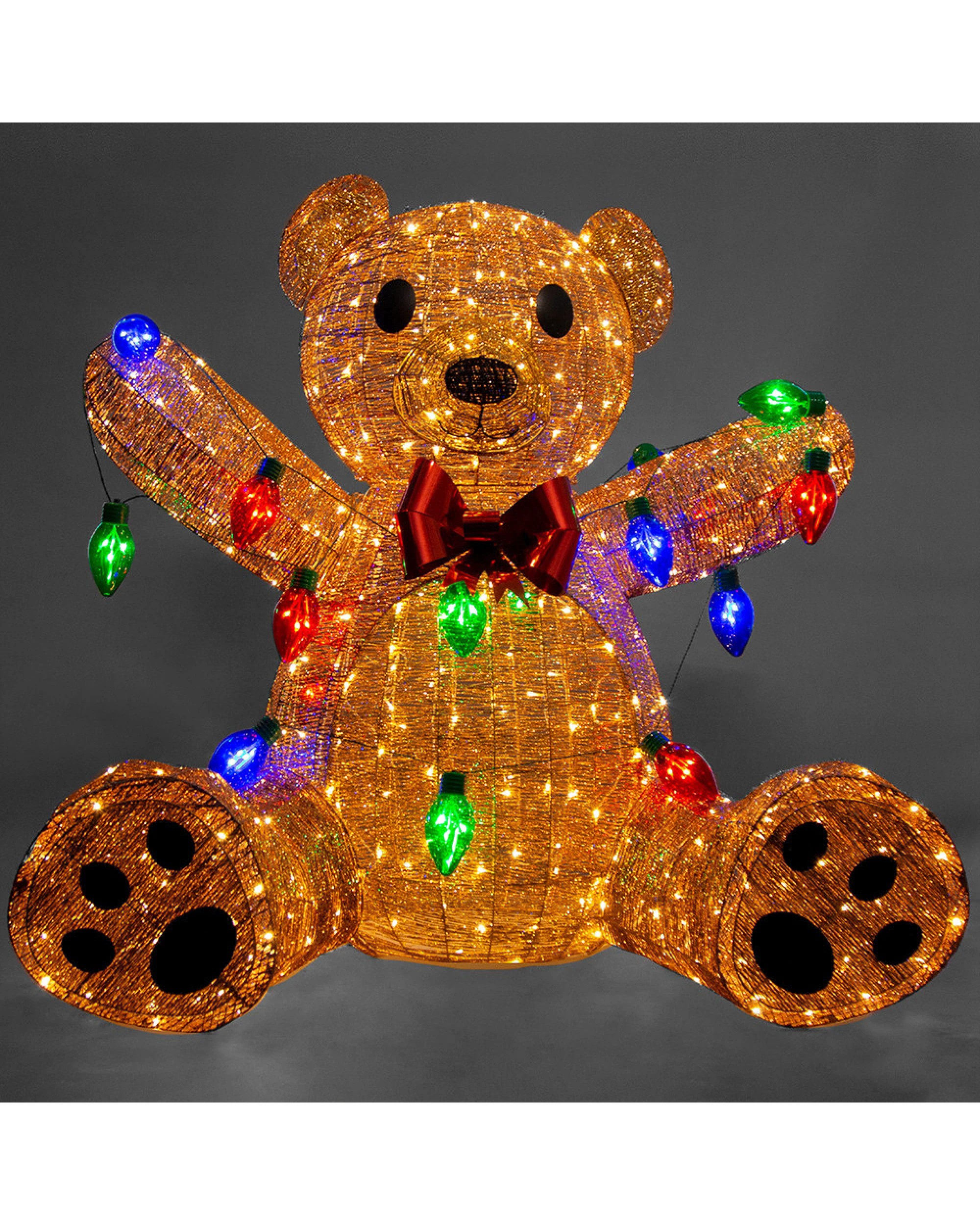 2 Christabelle 1.5m Christmas Teddy Bear Indoor Outdoor Display Decoration LED Lights Front Yard Lawn Statue Ornament, 2 of 2