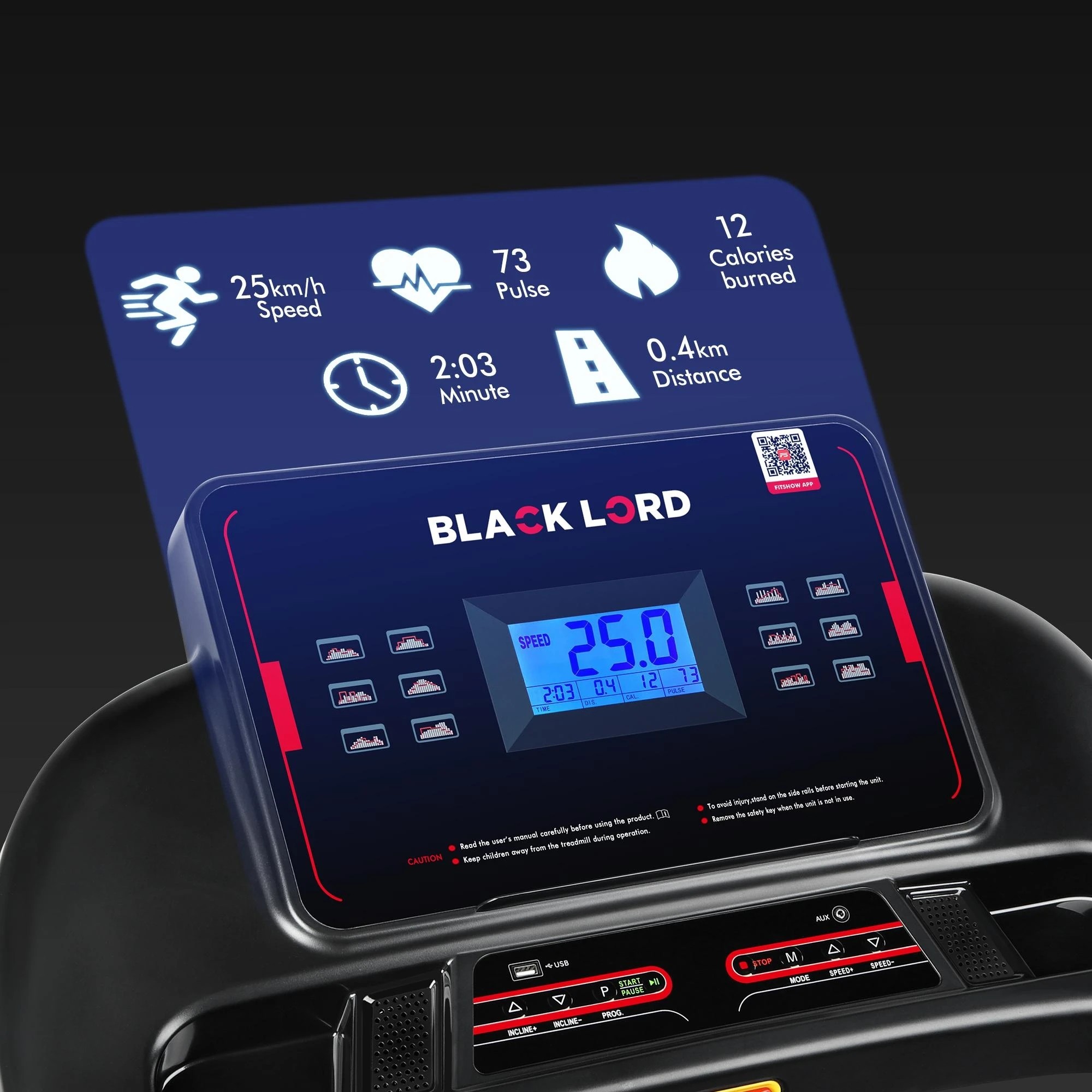 8 Black Lord Treadmill Electric Auto Incline Home Gym Exercise Run Machine EXP32, 8 of 9