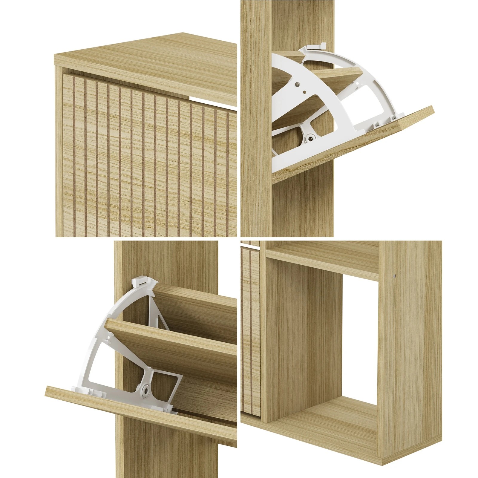 4 Oikiture Shoe Rack Storage Cabinet With Display Shelves Organiser
 - Natural, 4 of 8