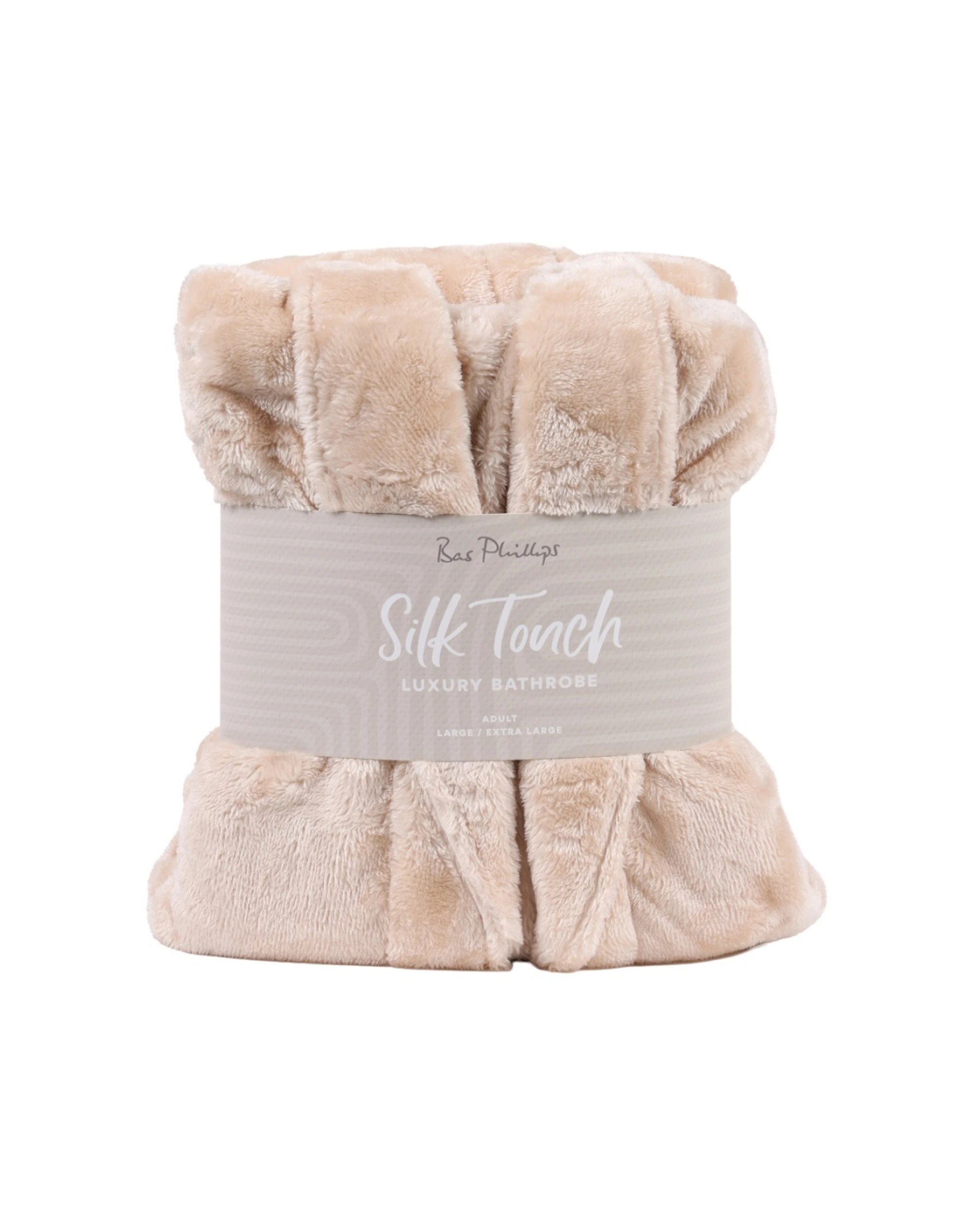 1 Bas Phillips Bath Robe Silk Touch Polyester 300GSM Small To Medium Frappe - Beige, 1 of 3