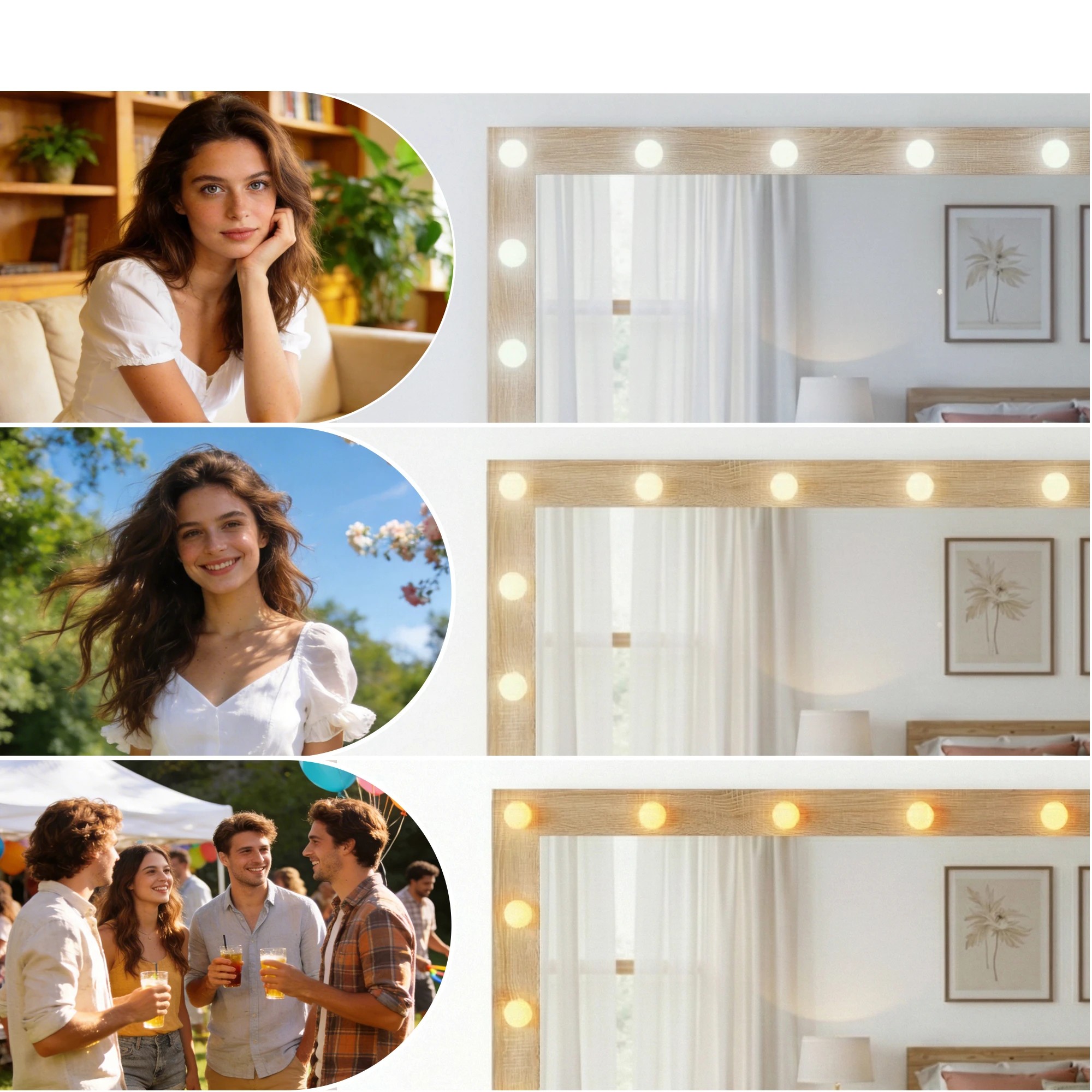 4 Artiss Dressing Table Vanity Desk Set LED Bulbs RGB Light - Natural, 4 of 9